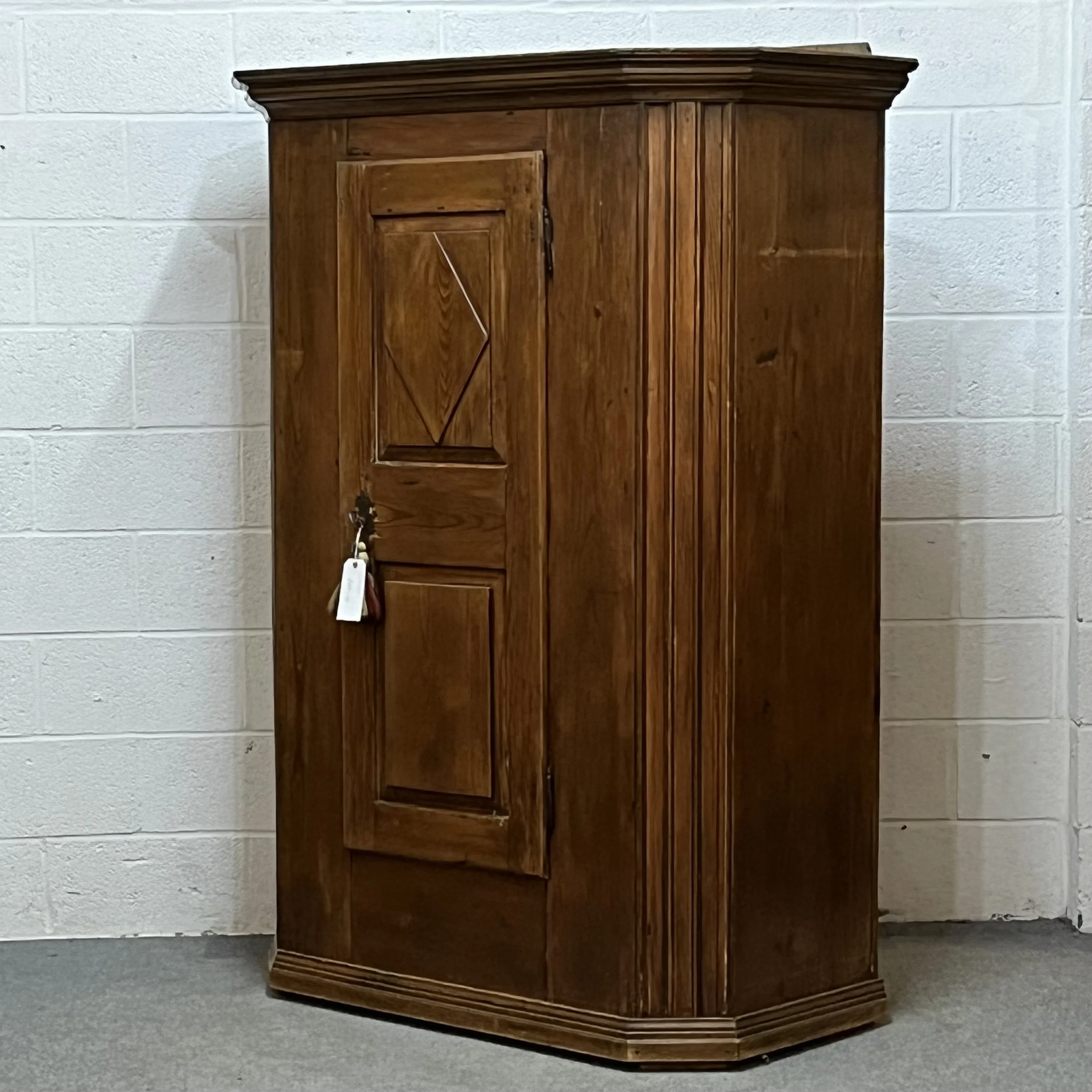 Early 1800's East German Pine Single Door Armoire Cupboard