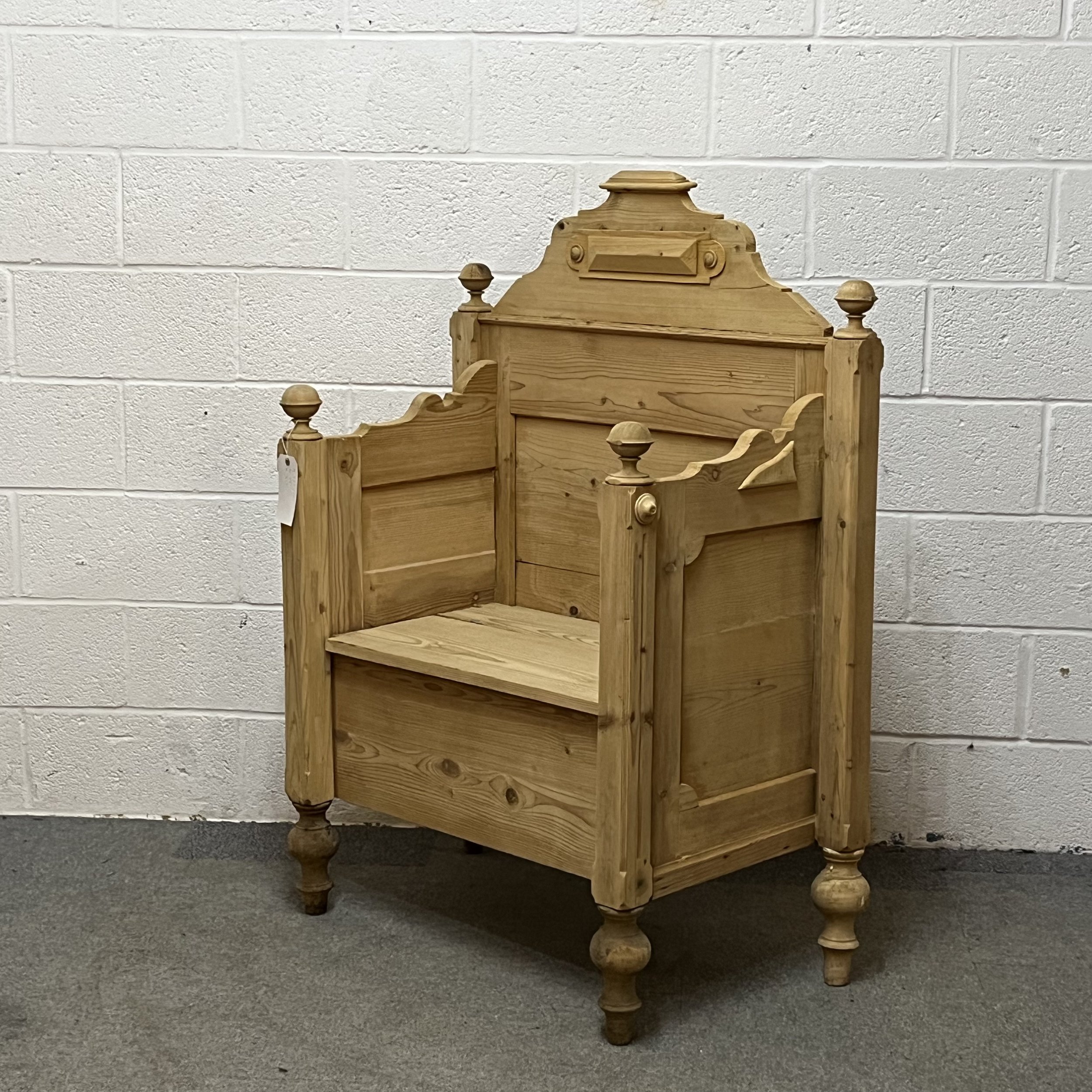 Small Pine Bench Storage Under Seat Made From Old Sleigh Bed