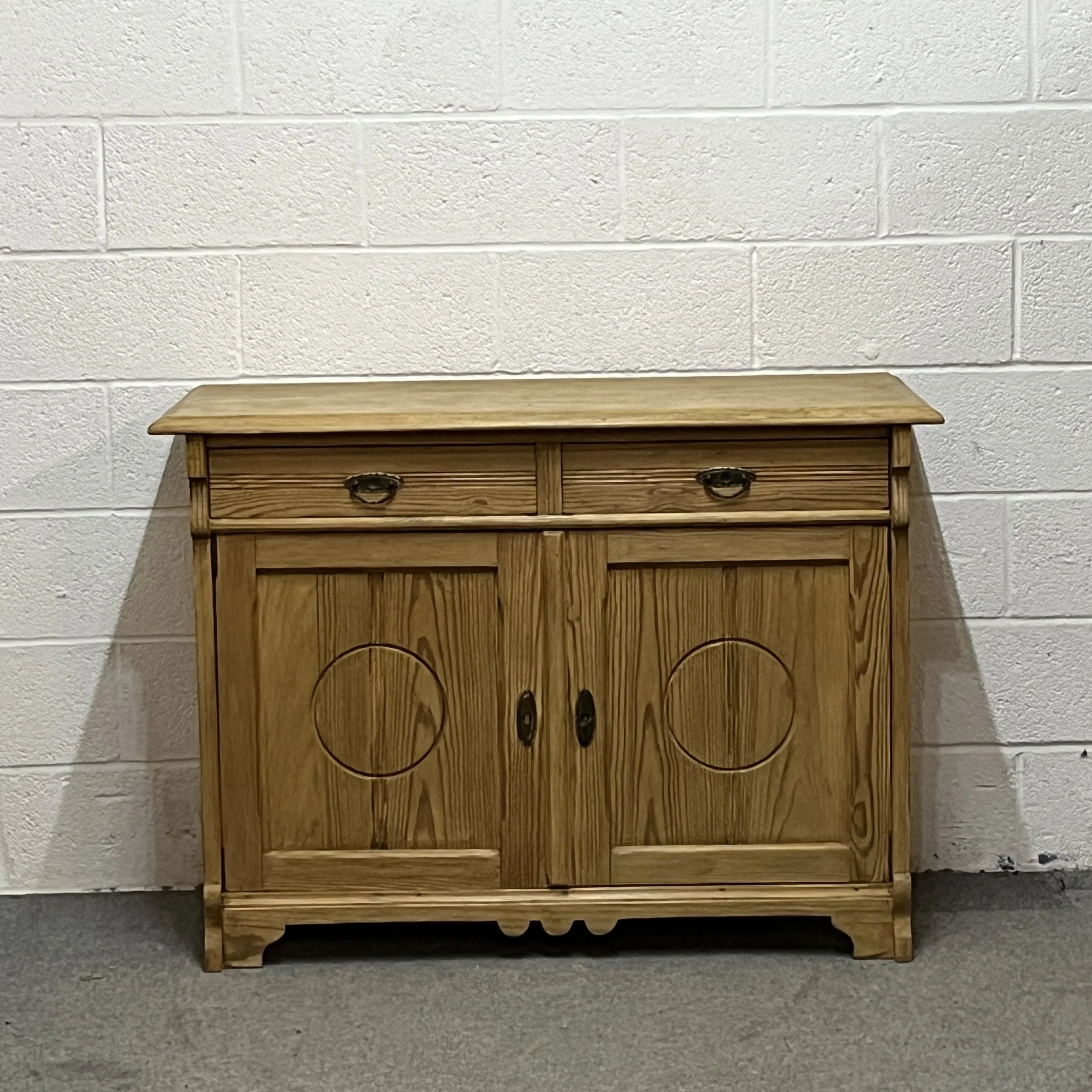 Large East German 1920's Pine Dresser Base Cupboard