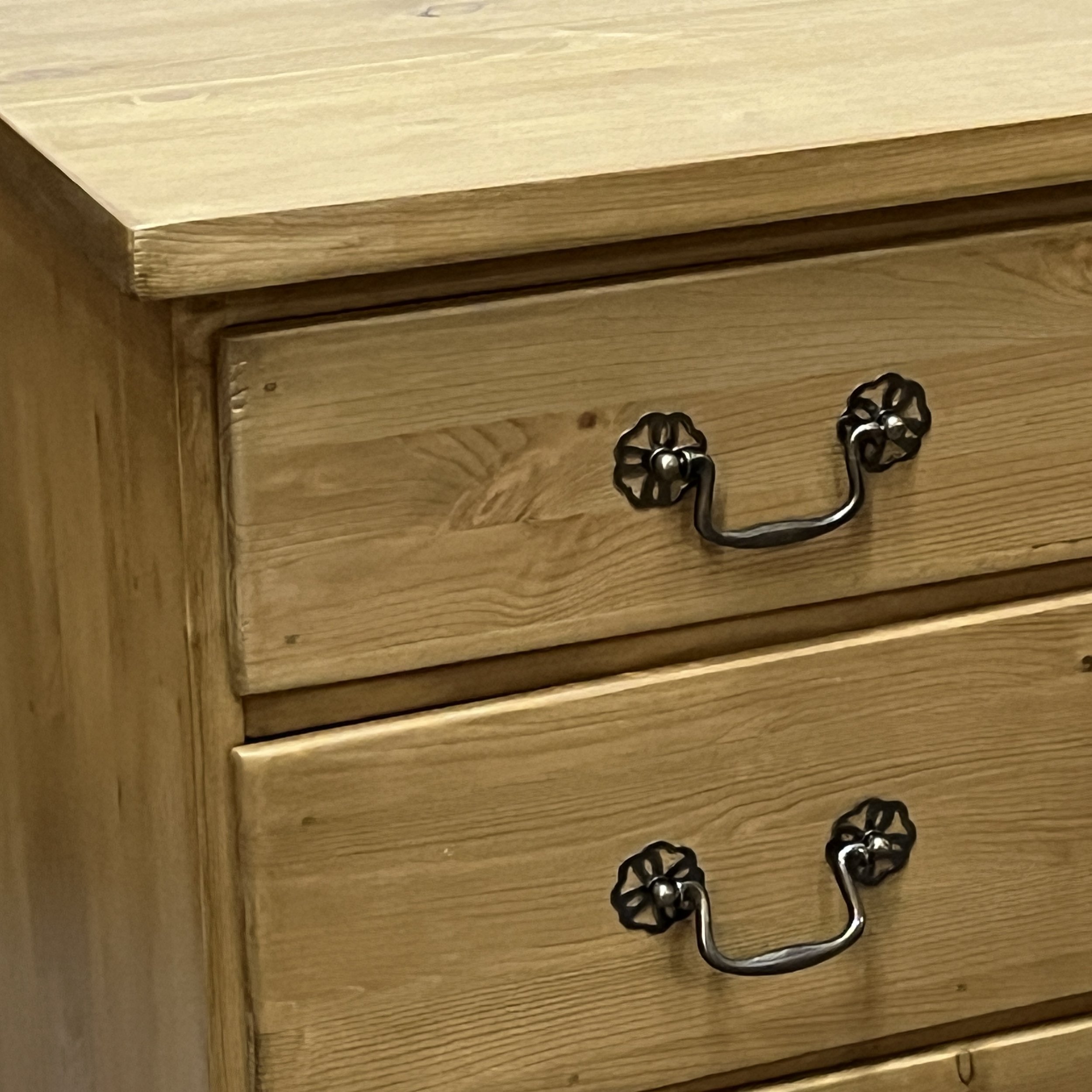 Pine drawers of a desk