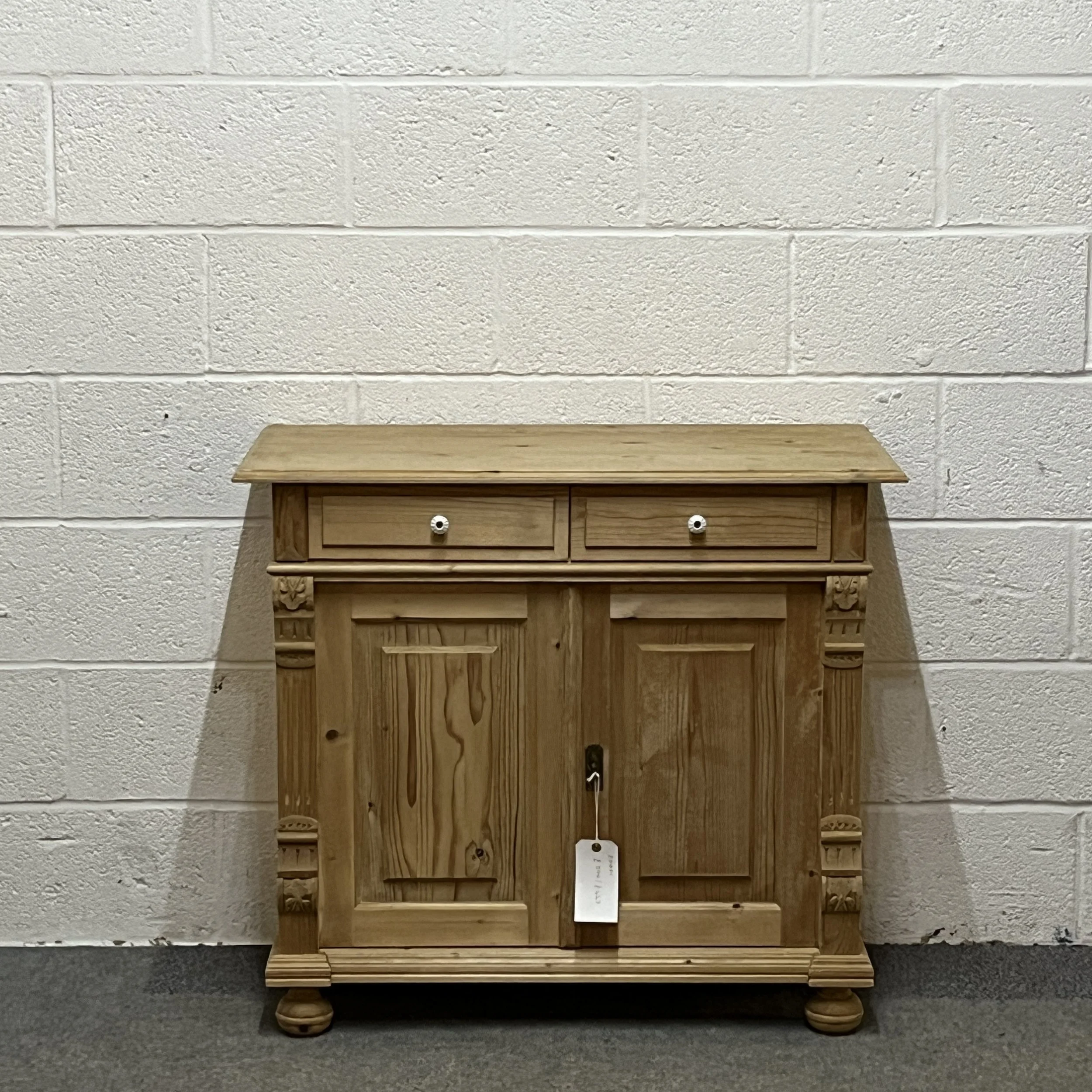 Small Pine Cupboard With 2 Drawers