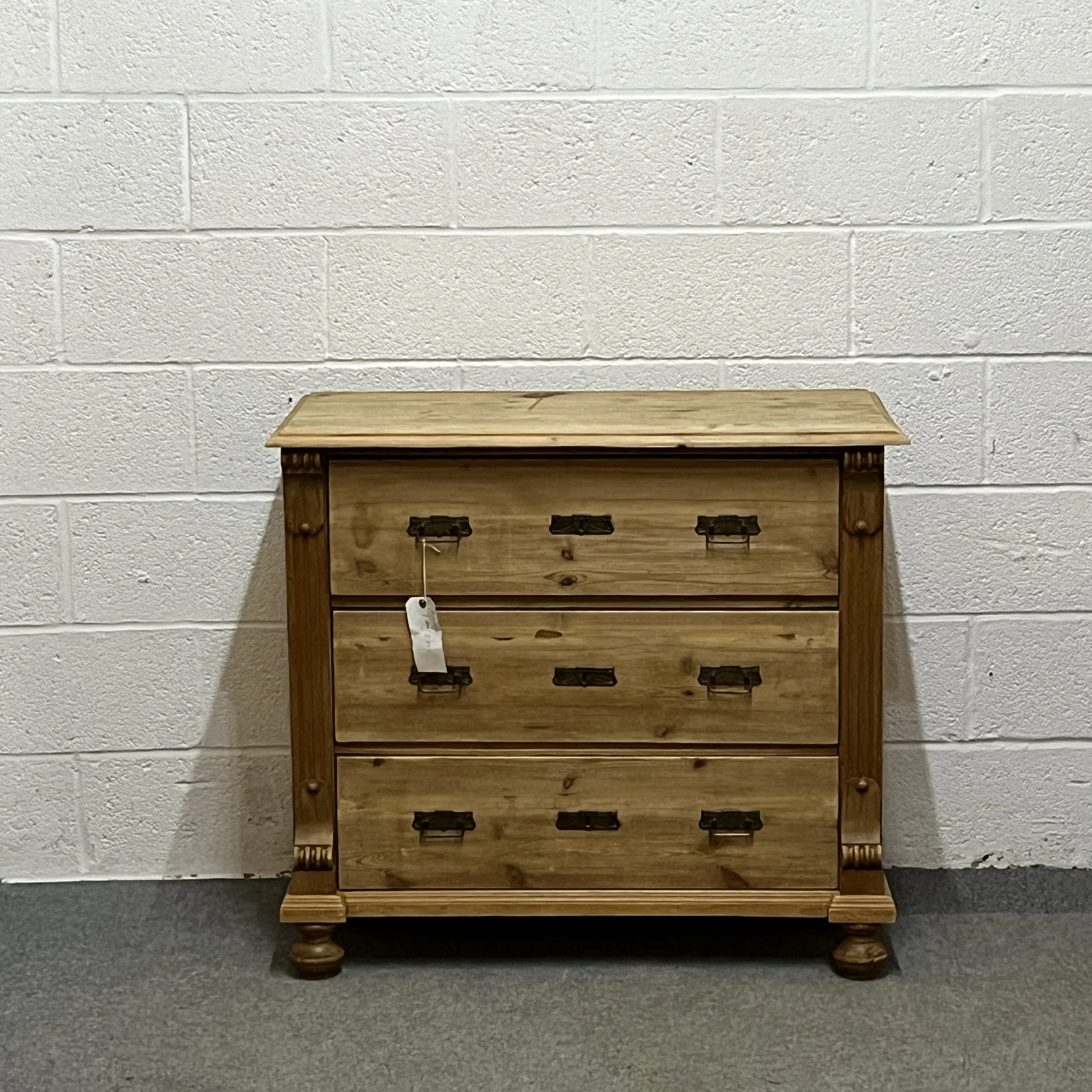 Antique Pine Chest Of 3 Drawers