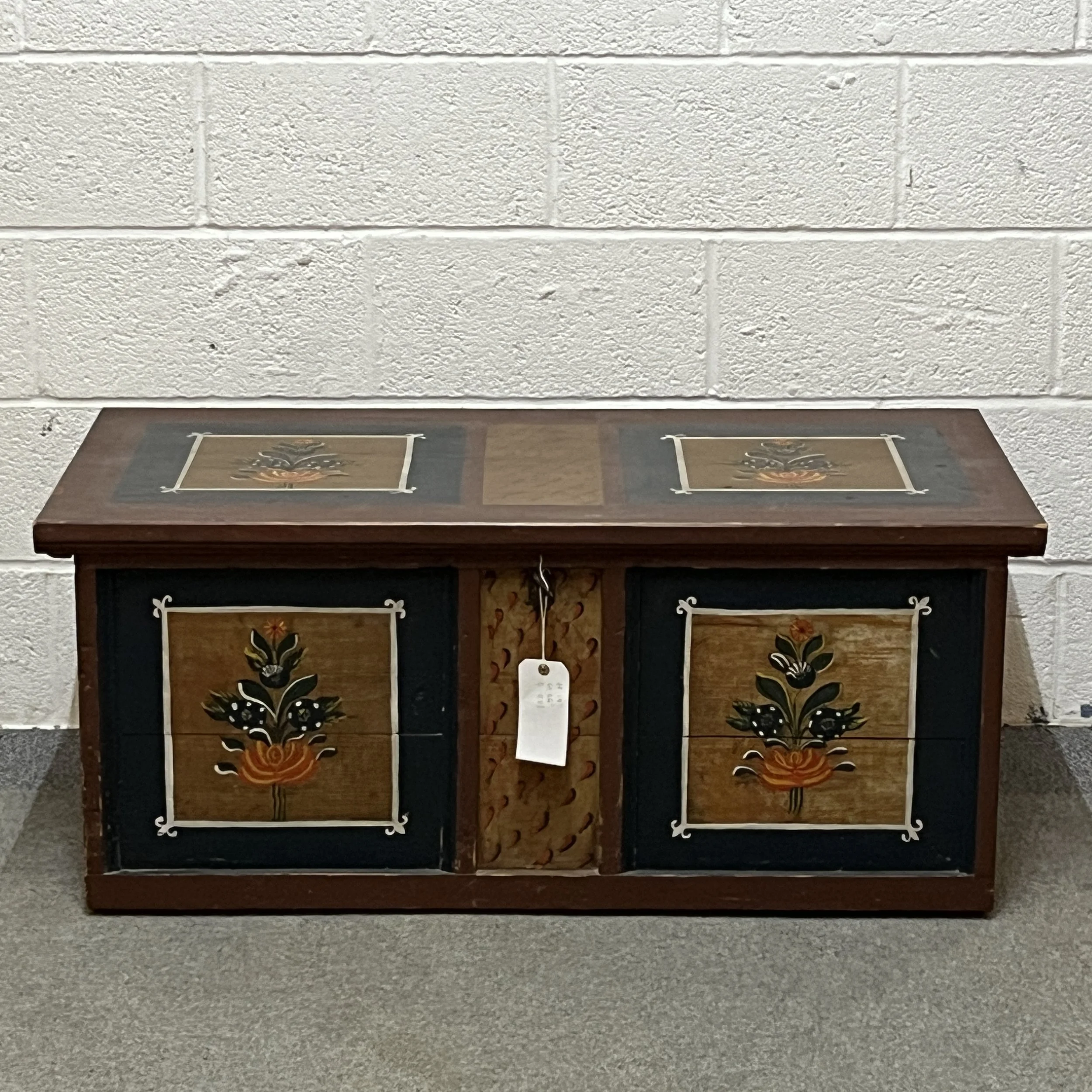 Very Old Painted Pine Blanket Chest