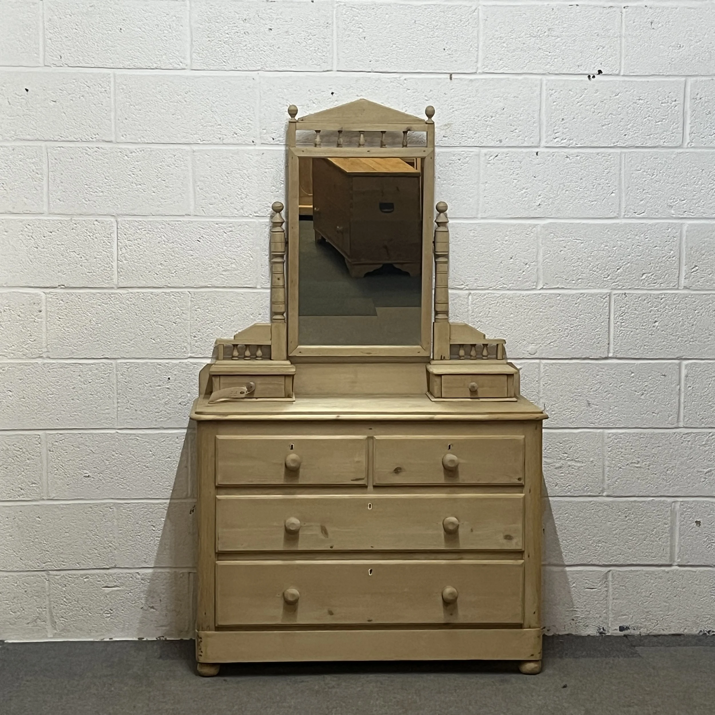 Victorian Pine Dressing Chest With Swivel Mirror