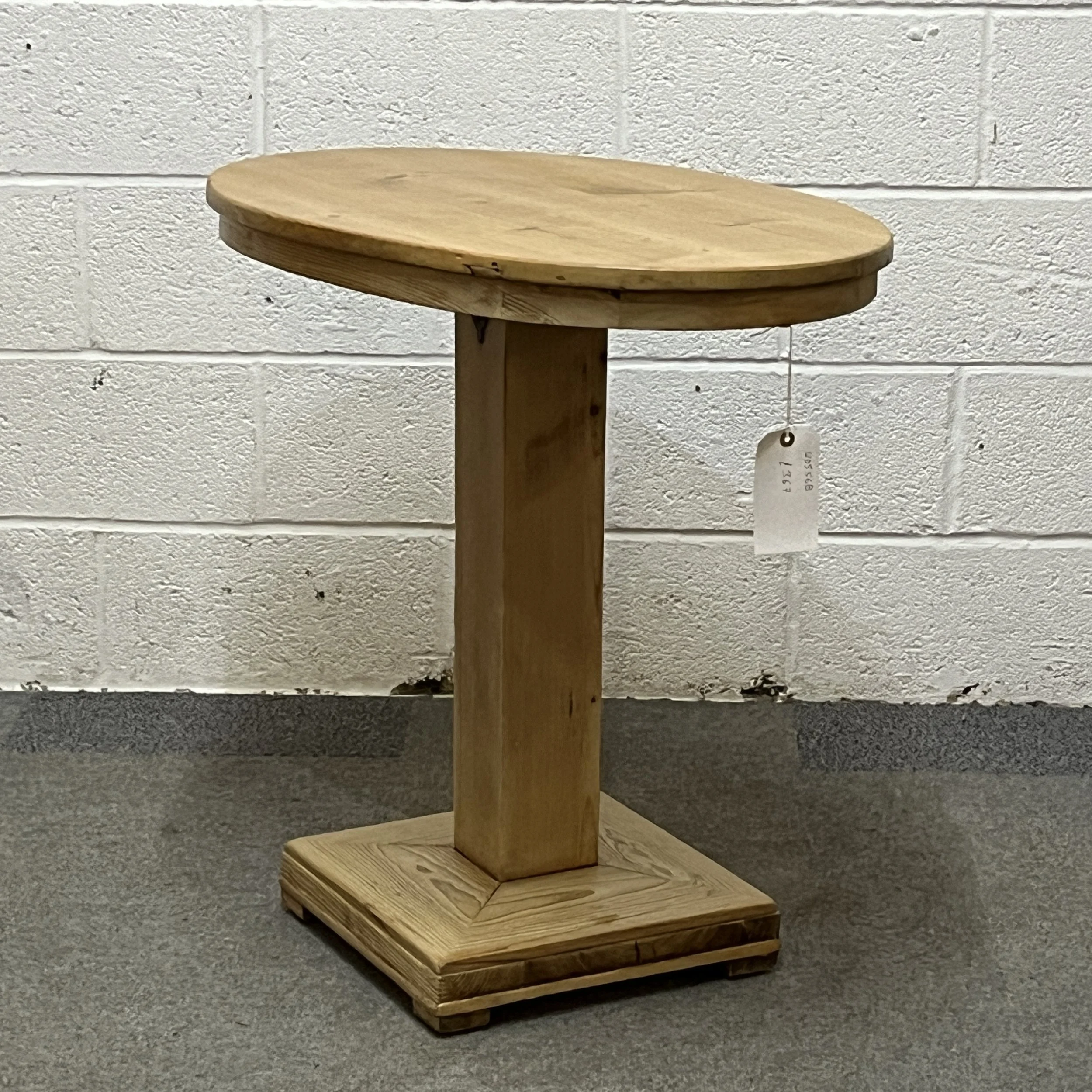Small Antique Pine Oval Pedestal Table