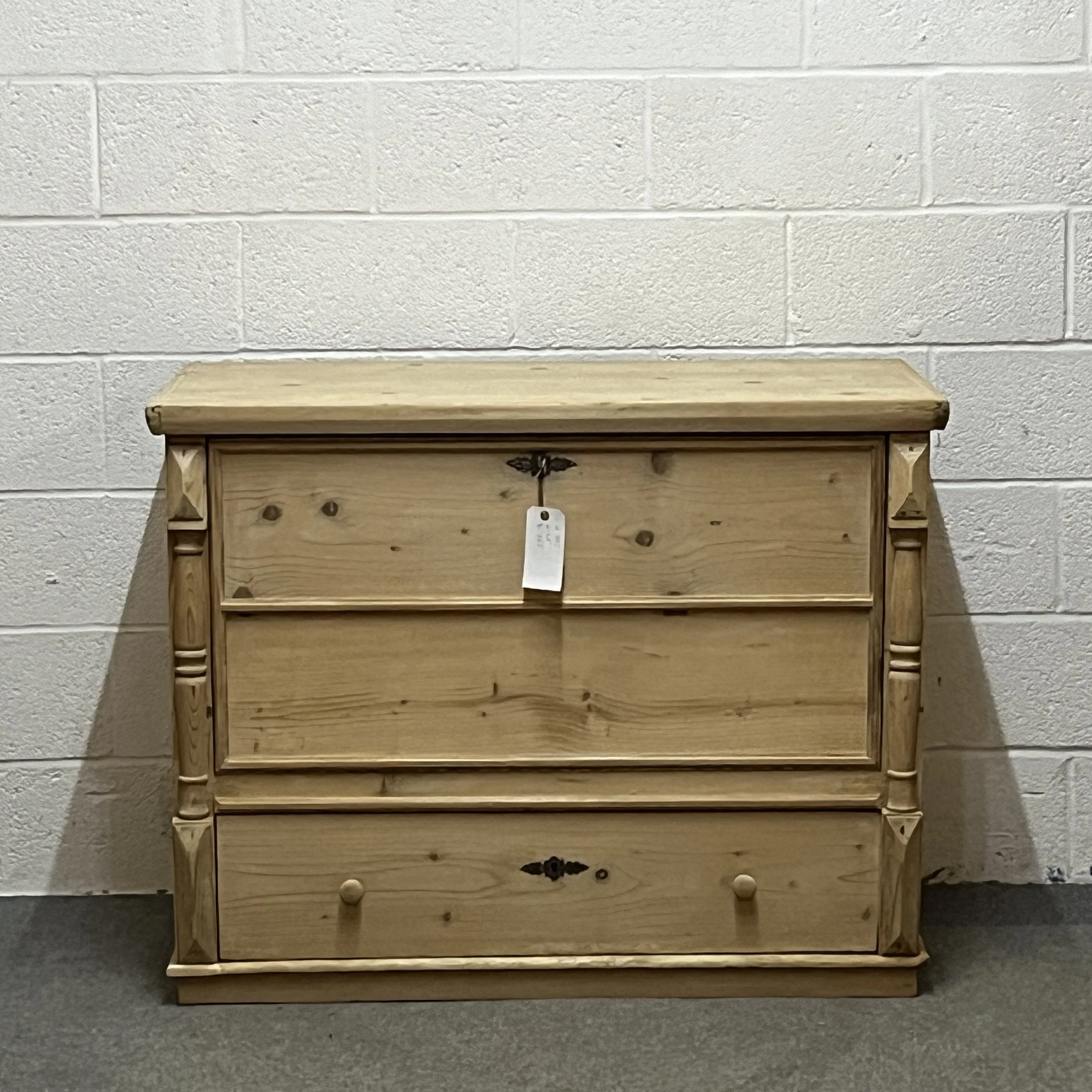 Very Large Old Pine Chest With Bottom Drawer Front Flap