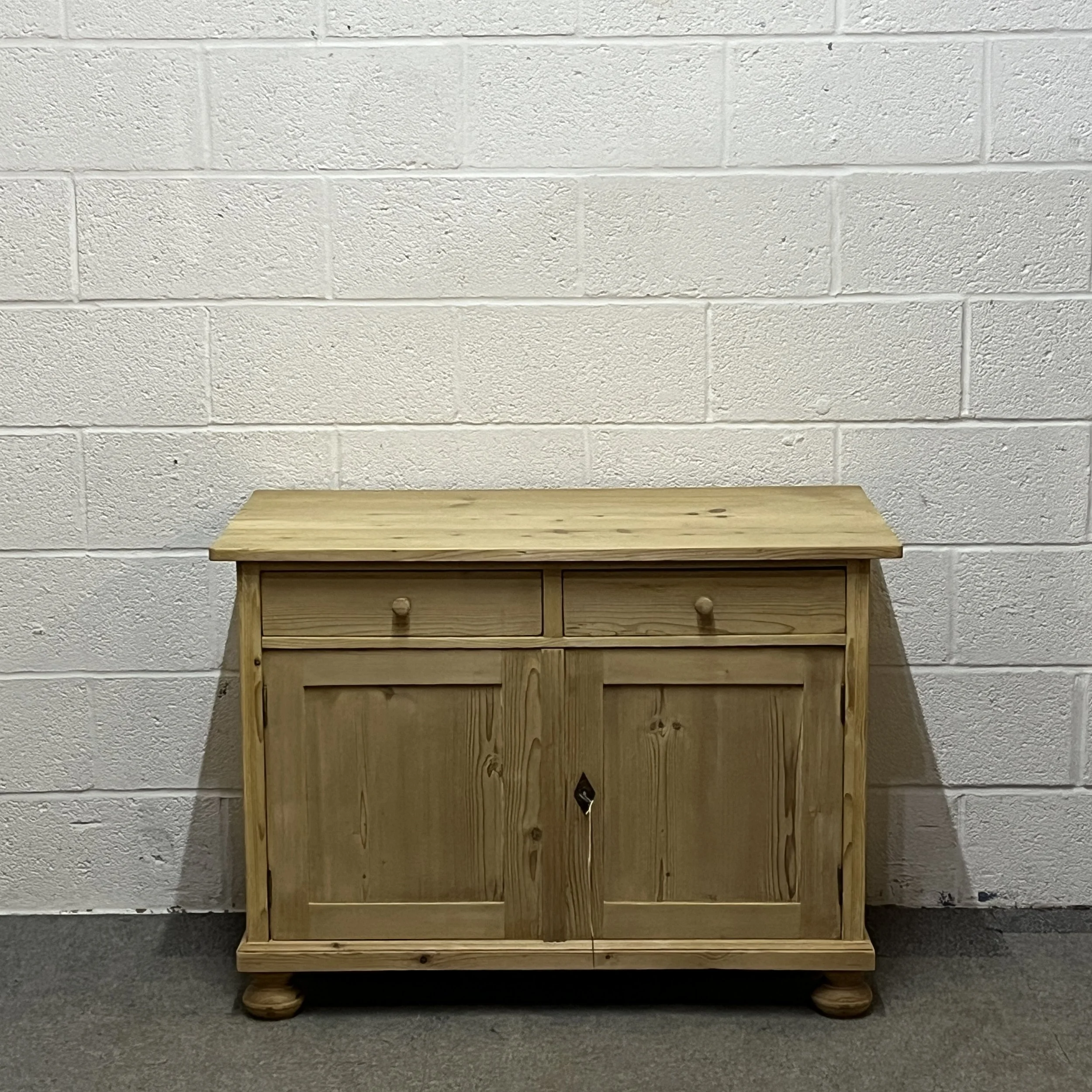 Antique Pine 2 Door Cupboard With 2 Top Drawers