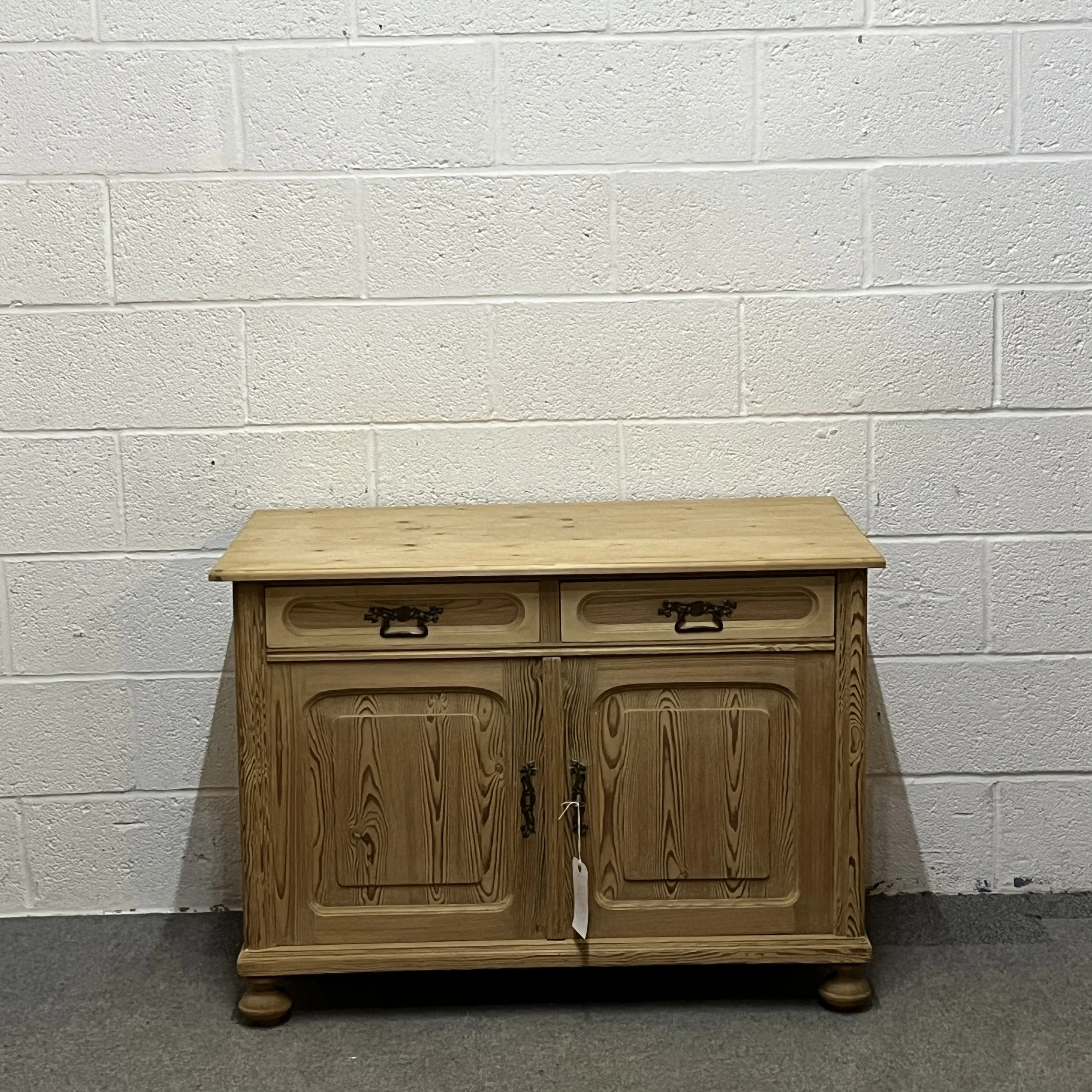 2 Door 1920's Pine Cupboard With Top Drawers