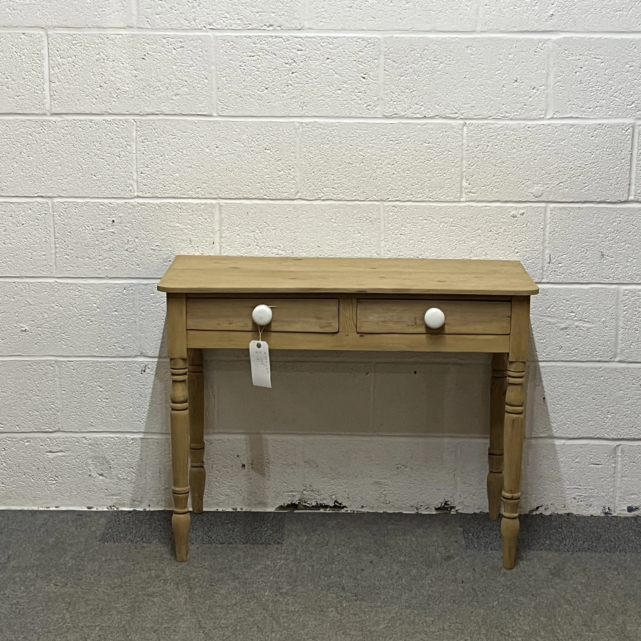 Edwardian Pine Turned Leg Dressing Table With 2 Drawers