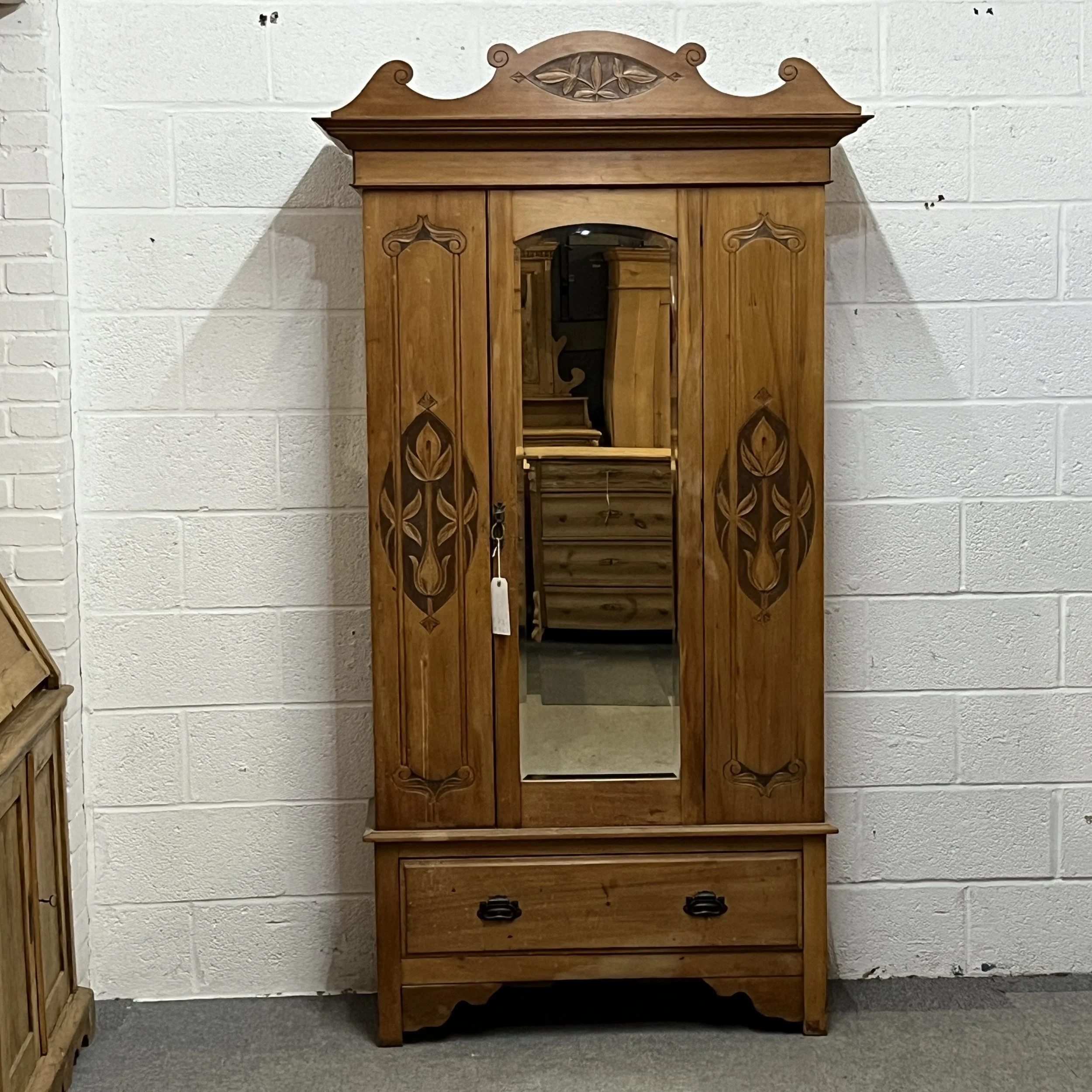 Satin Walnut Edwardian Armoire