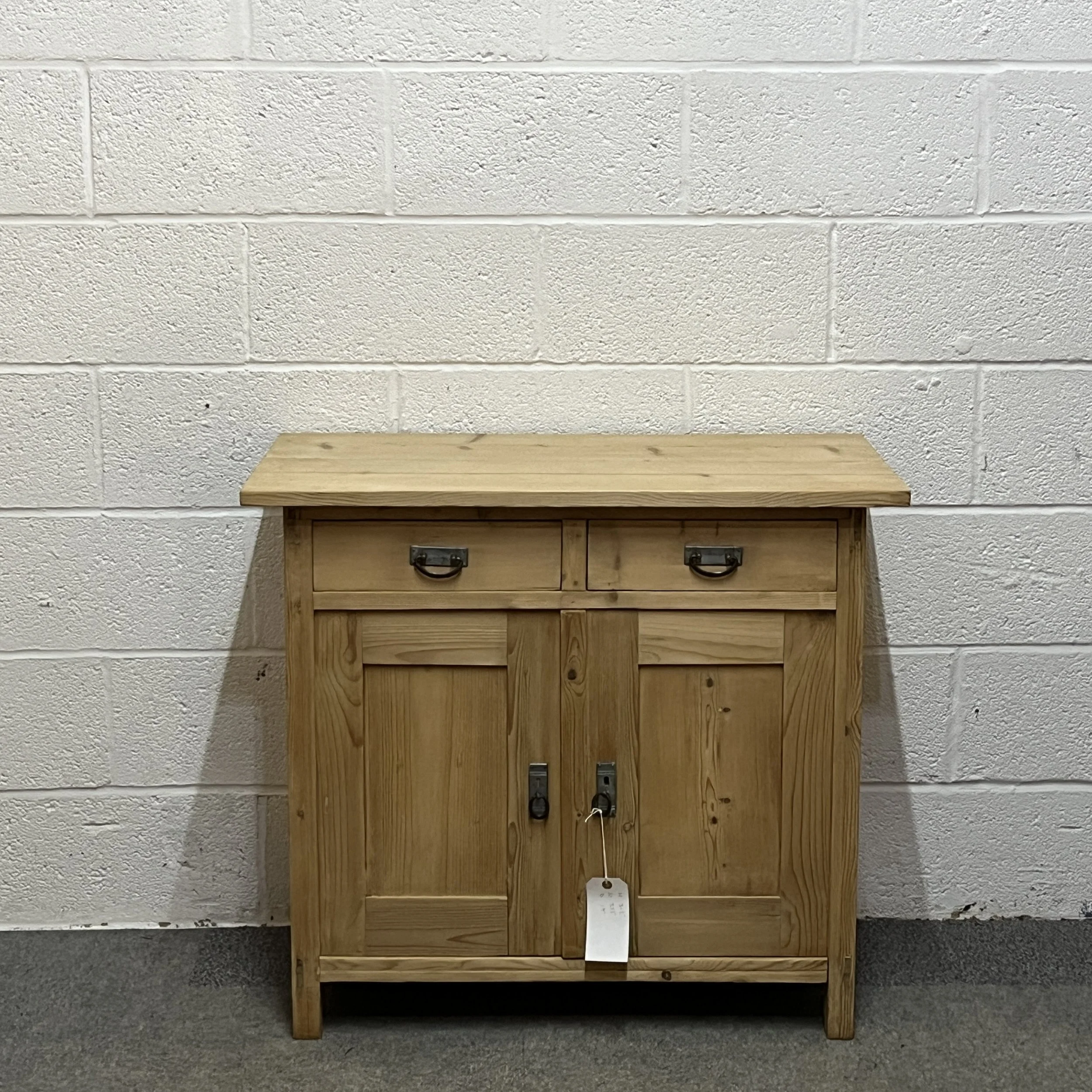 Small Old Pine 2 Door 2 Drawer Cupboard