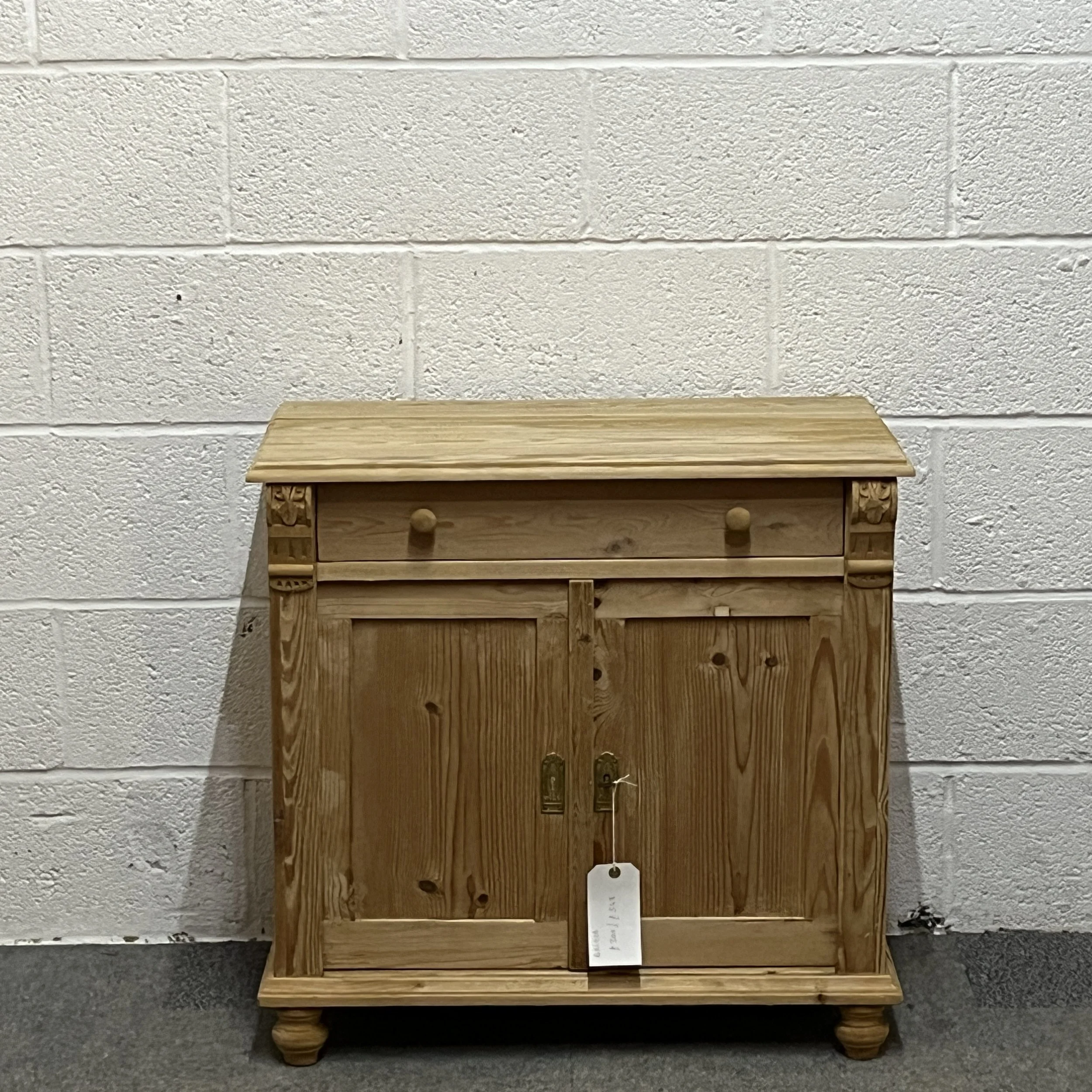 Small Reclaimed 2 Door Pine Cupboard With Top Drawer