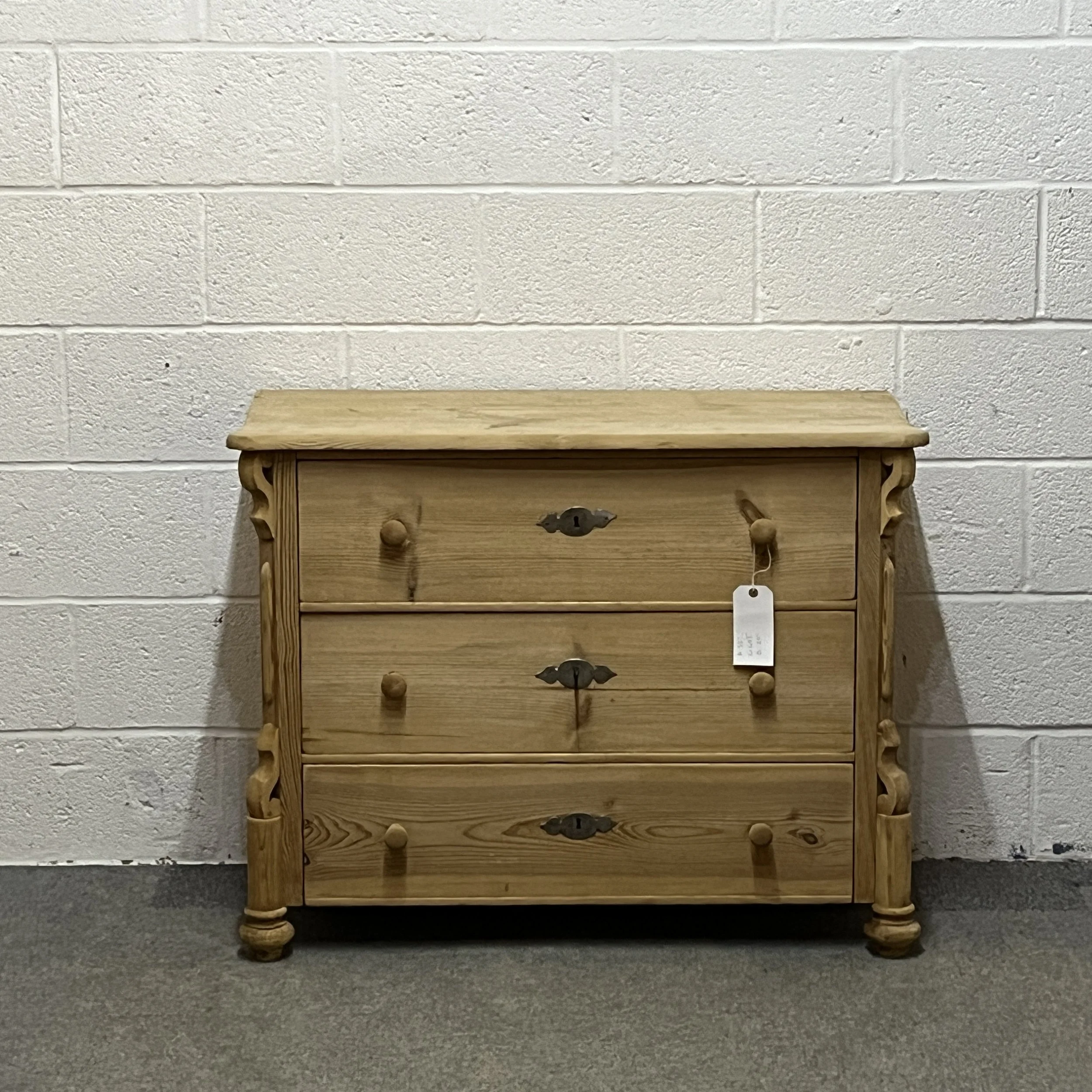 Antique Pine Chest Of 3 Drawers
