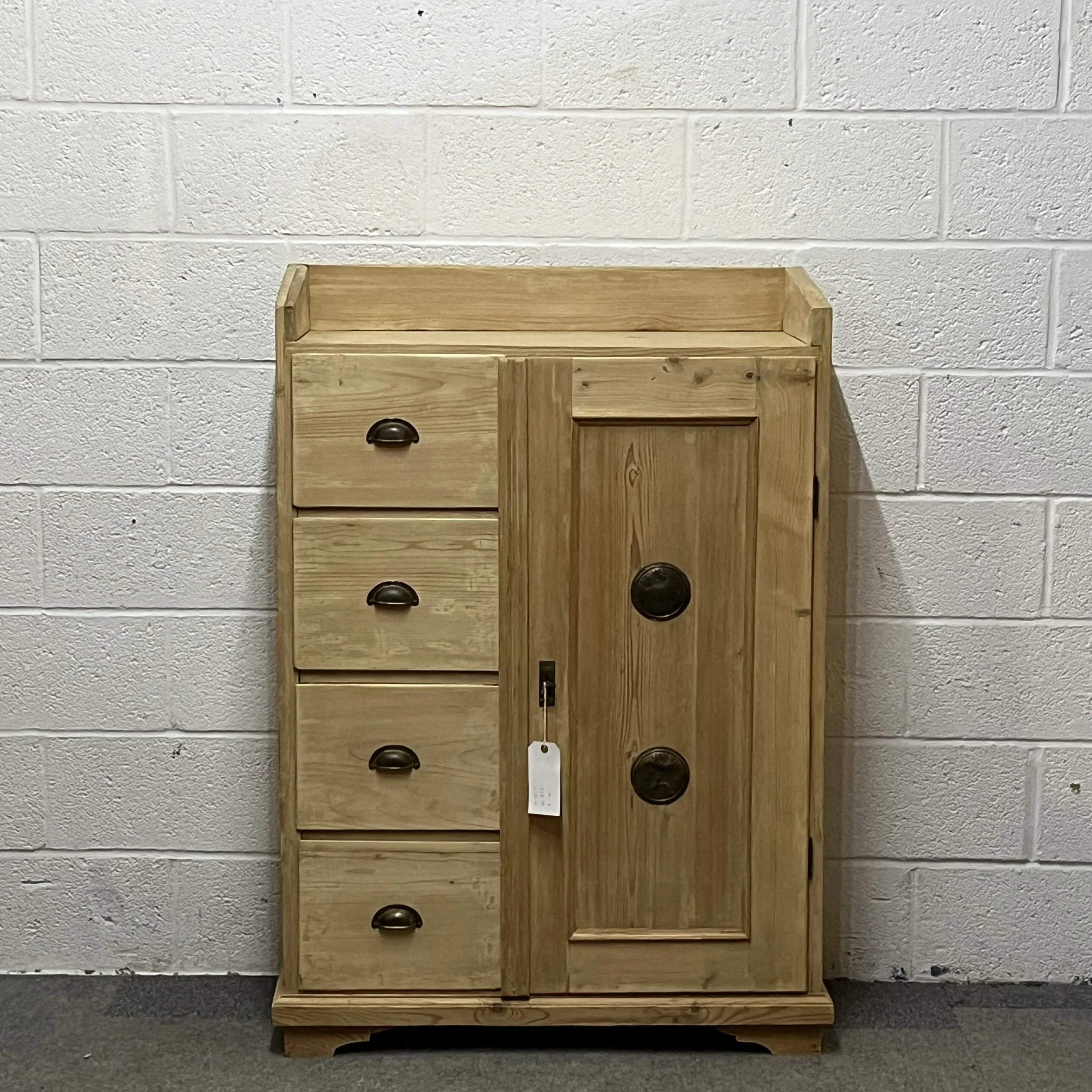 Antique Pine Larder Cupboard With Drawers