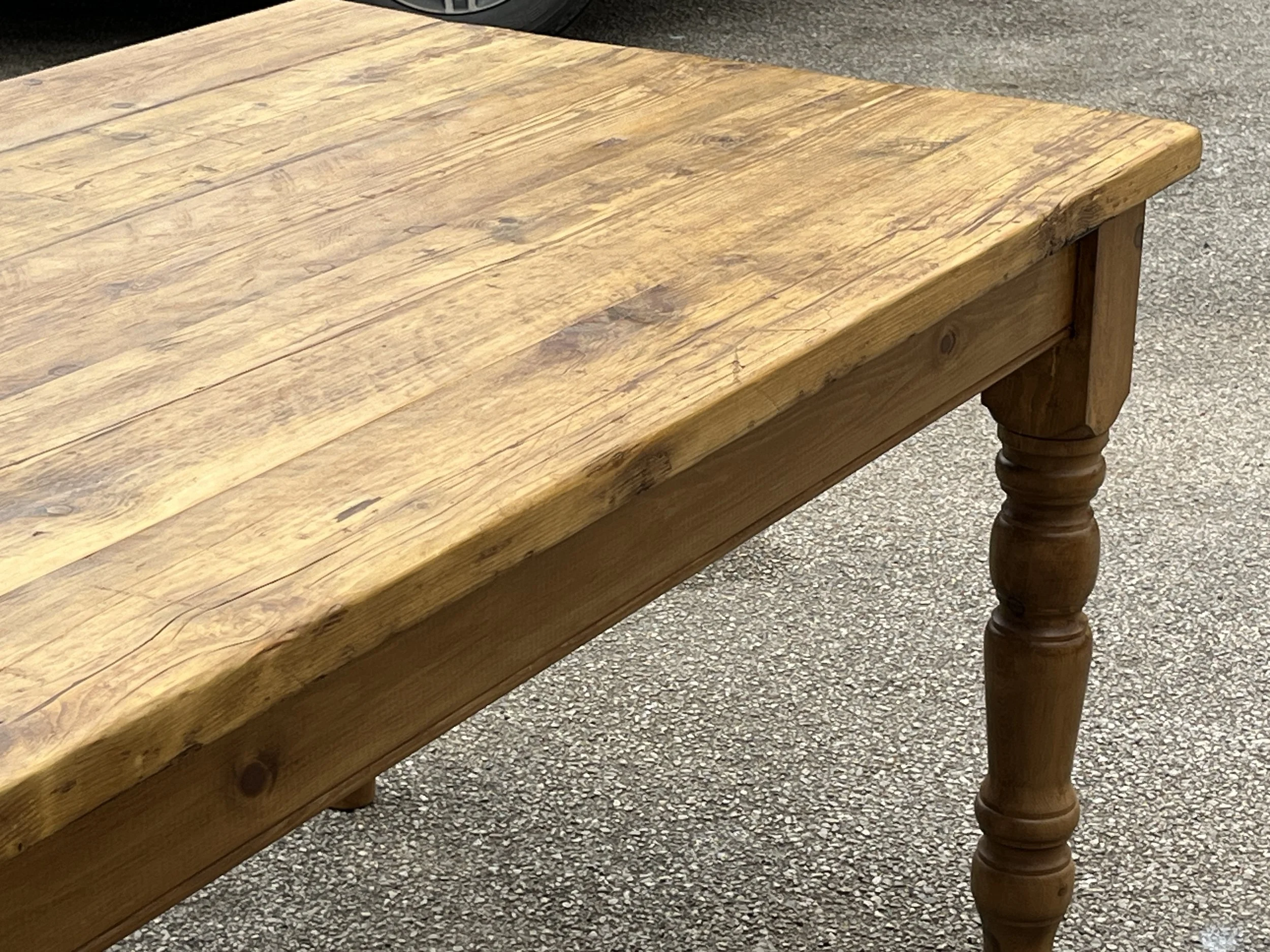 Pine table made from scaffold boards