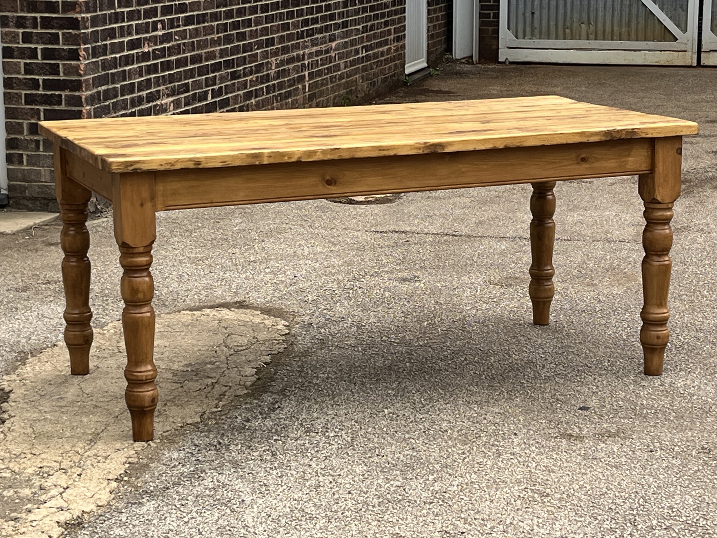 Custom pine table with turned legs