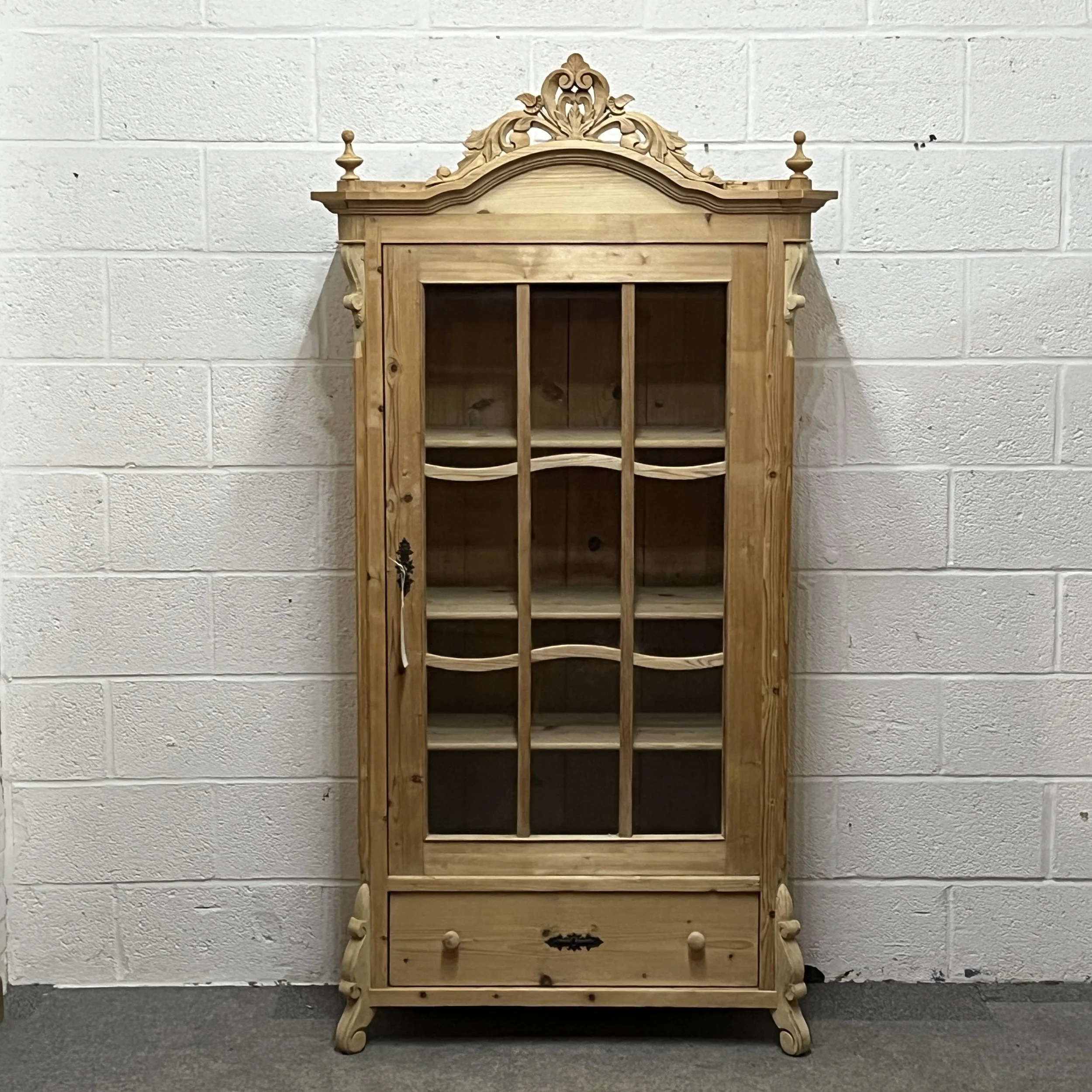 Large Decorative Antique Pine Display Cabinet