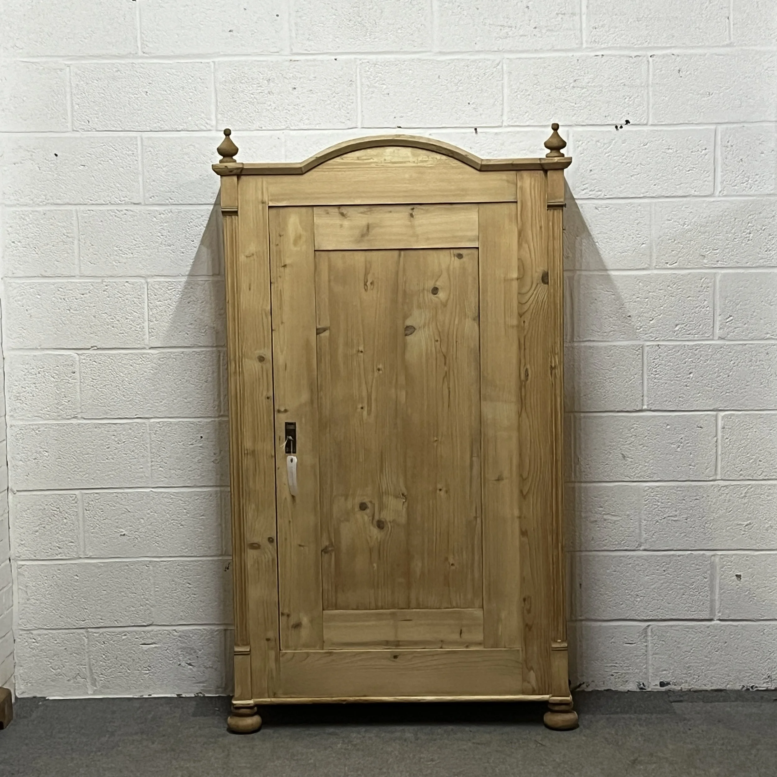 Large Arched Top Pine Shelved Cupboard