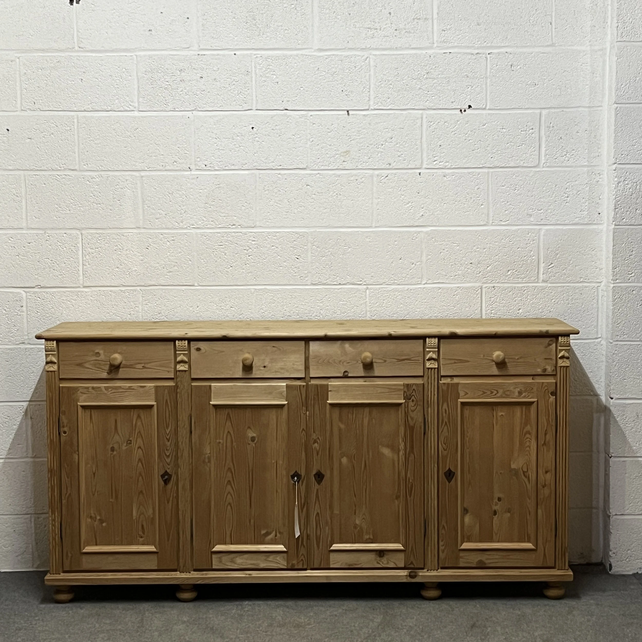 Large Reclaimed Pine 4 Drawer 4 Door Sideboard