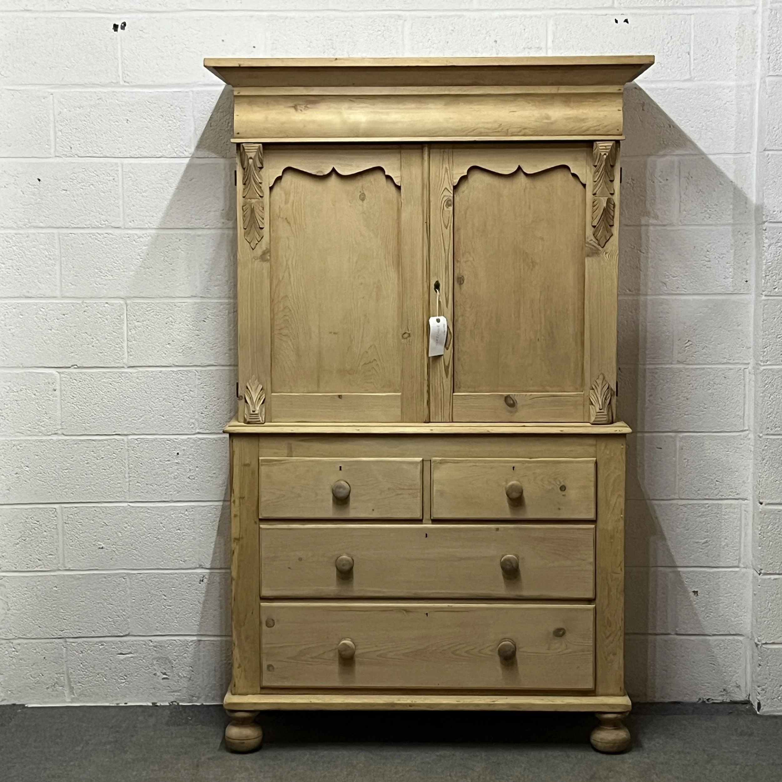Large Old Scottish Pine Linen Press