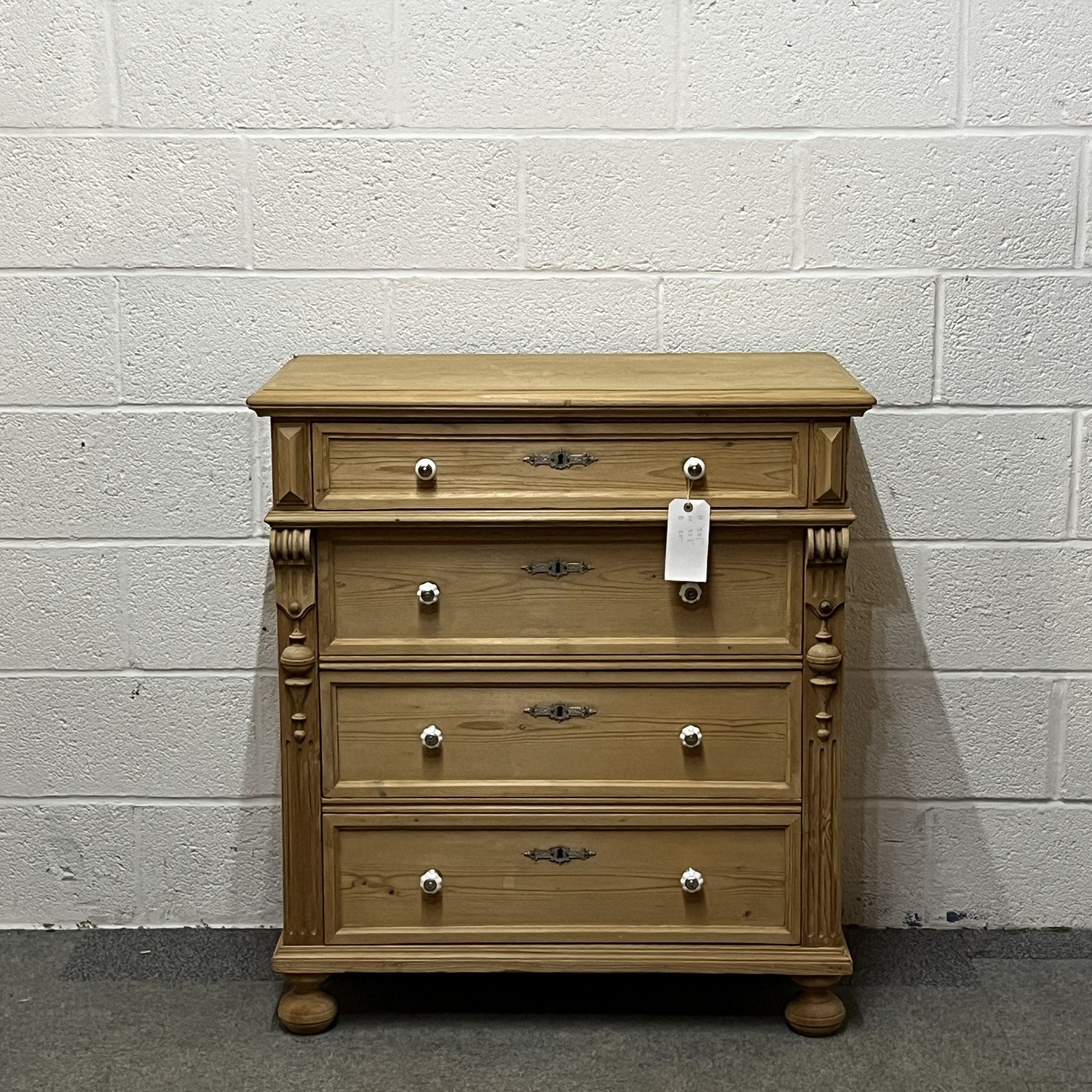 Antique Pine Chest Of 4 Drawers