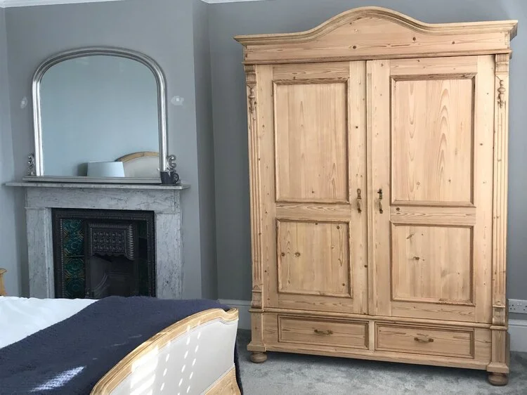 Large antique pine wardrobe