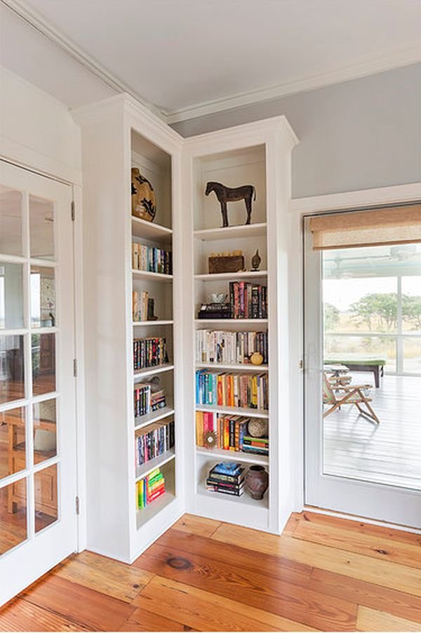 Painted pine corner bookcase