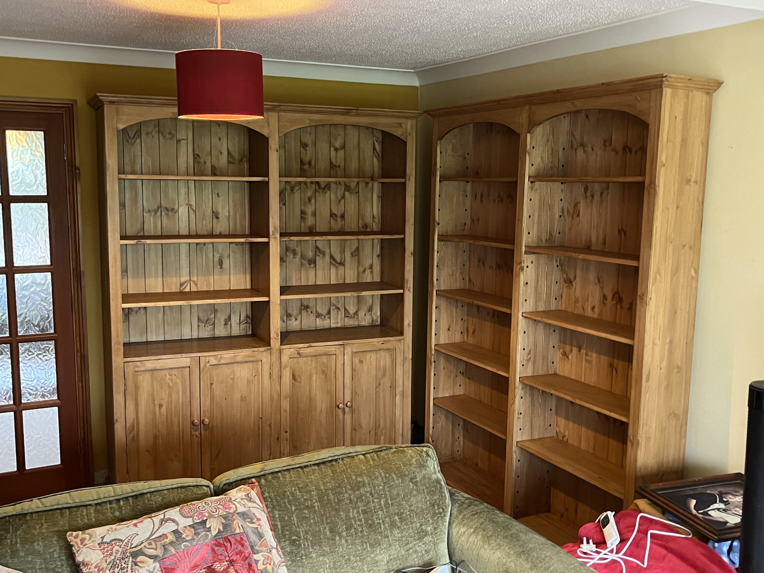Large custom made pine bookcases