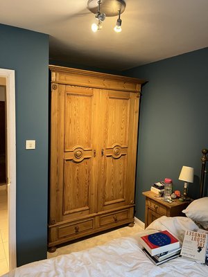 Large antique pine wardrobe