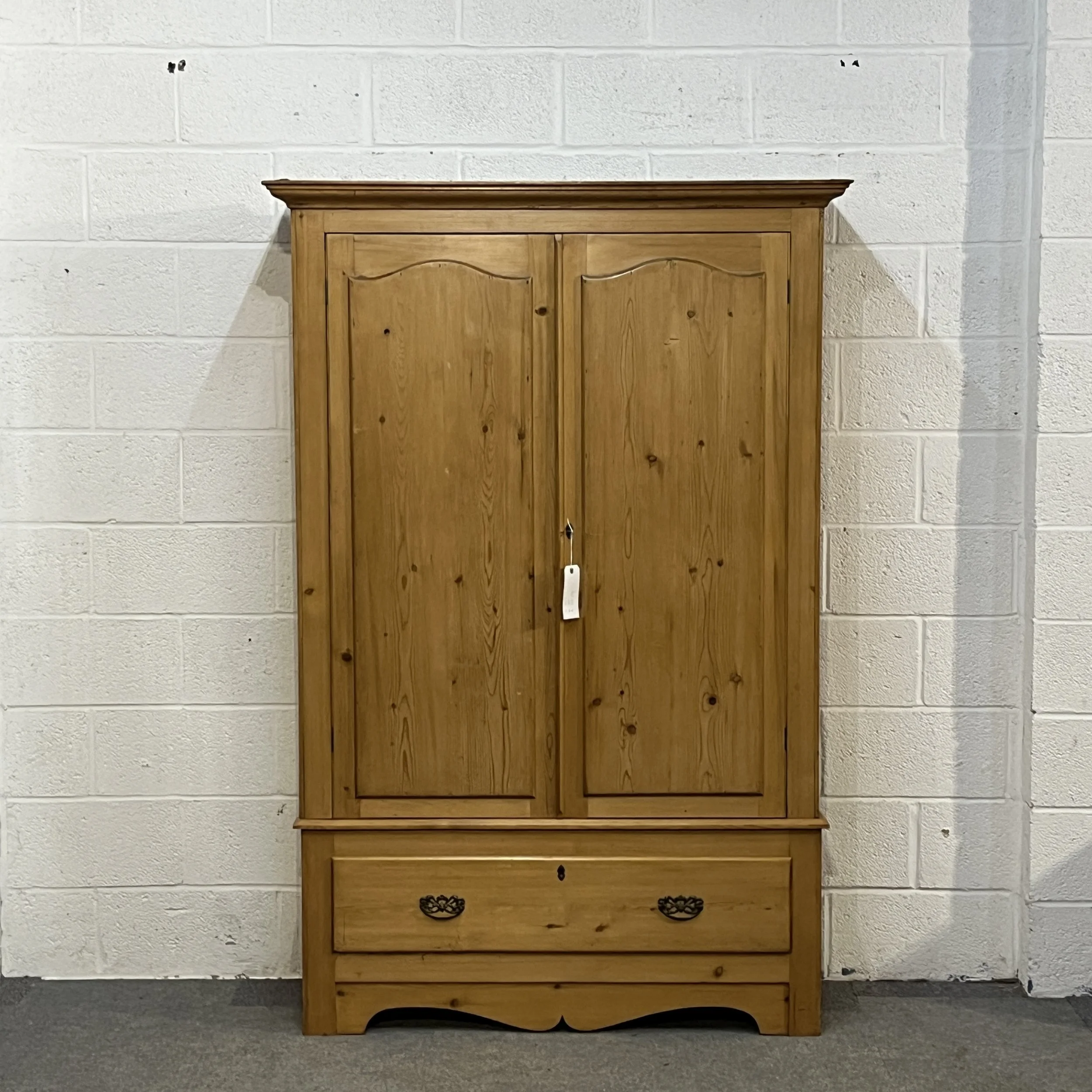 Edwardian Pine Wardrobe With Bottom Drawer