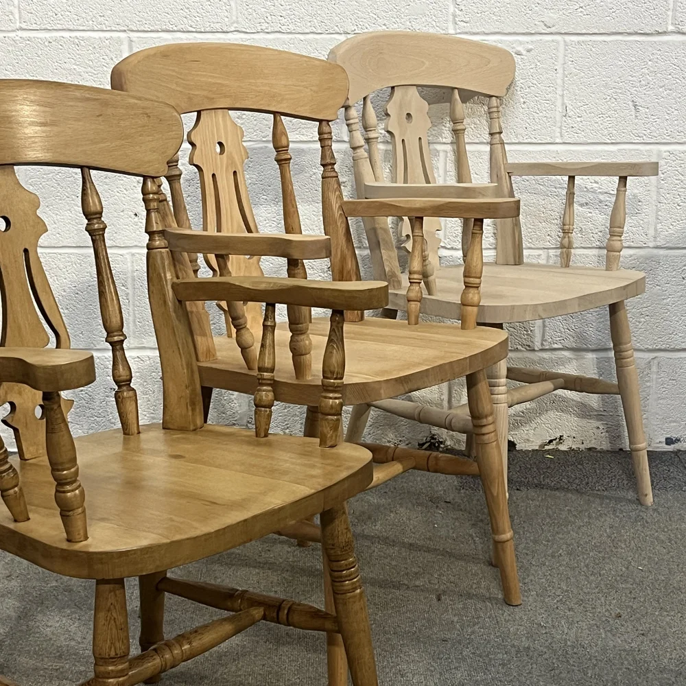 New Beech Fiddleback Carver Chair (Bare Wood) — Pine Furniture