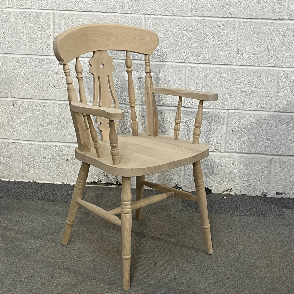 New Beech Fiddleback Carver Chair (Bare Wood) — Pine Furniture