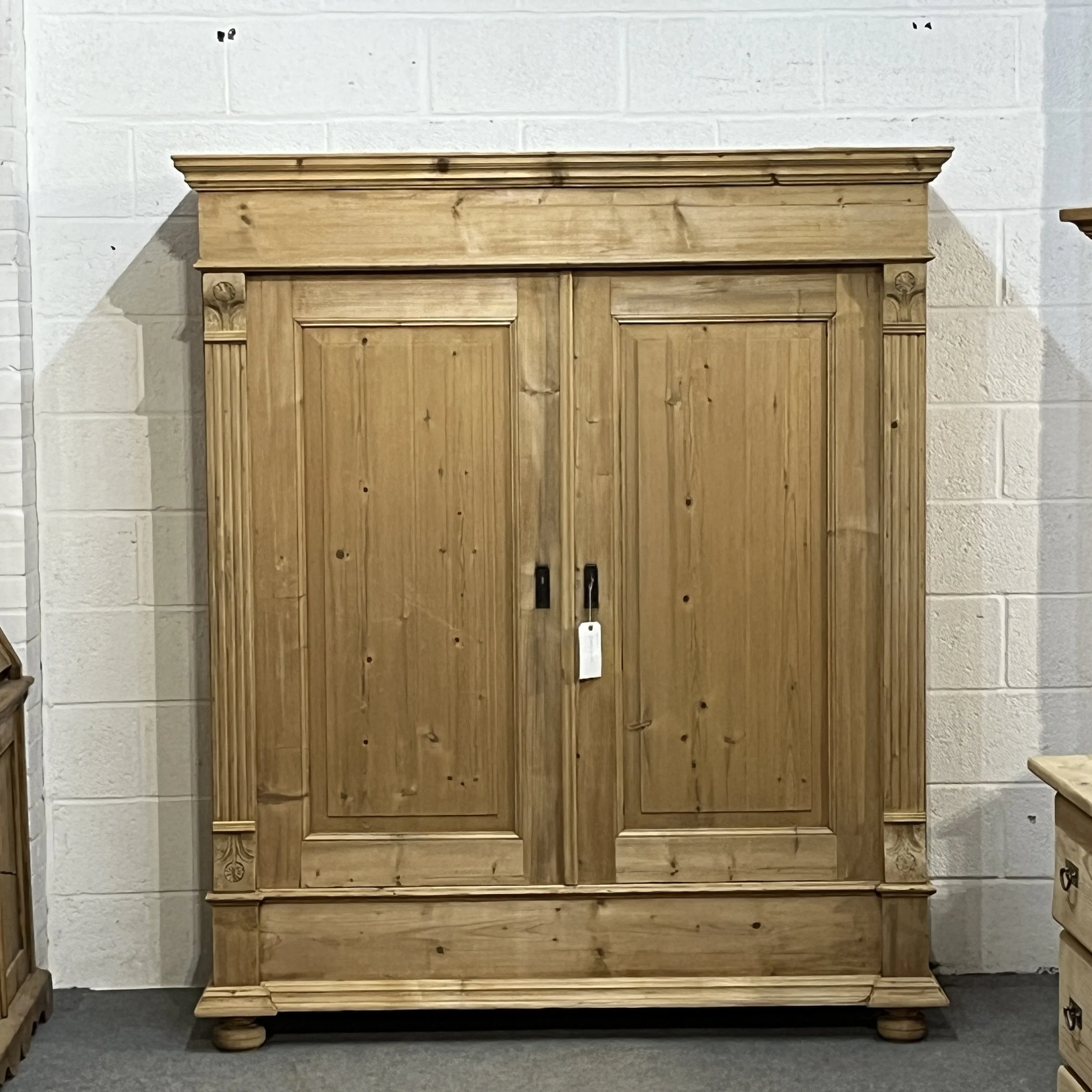 Large Double Antique Pine Wardrobe