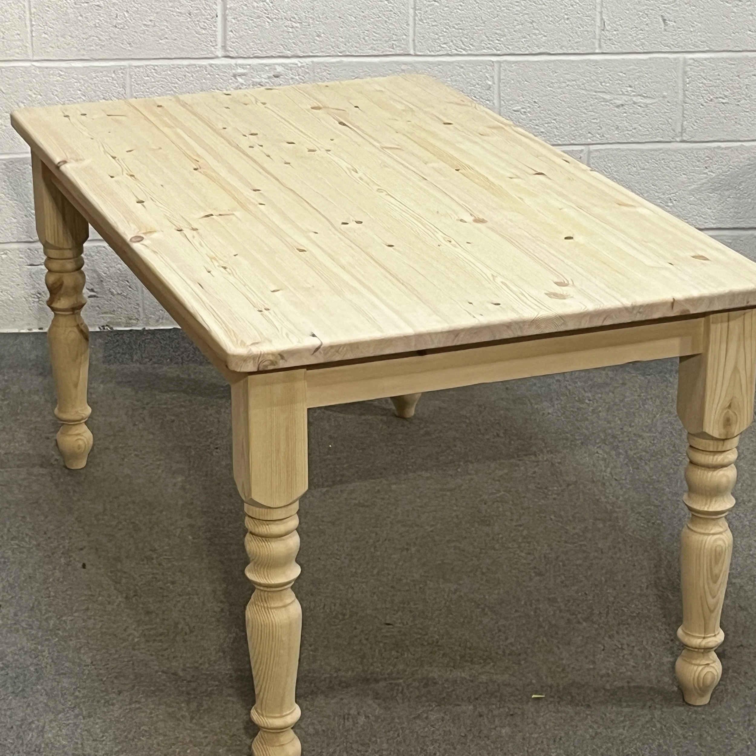 Custom made pine table with turned legs