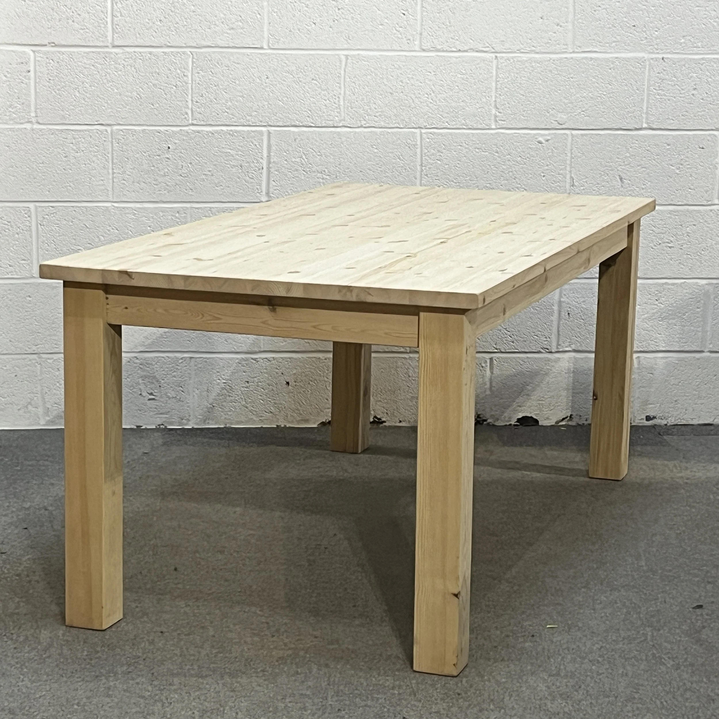 Made pine table with square legs