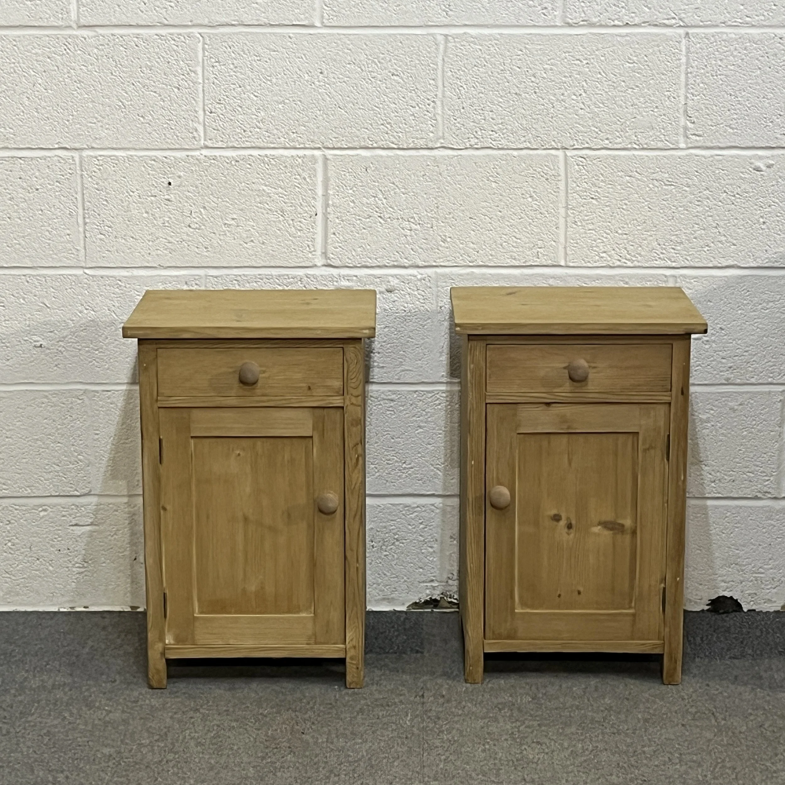 Pair Of Small Antique Pine Bedside Cupboards