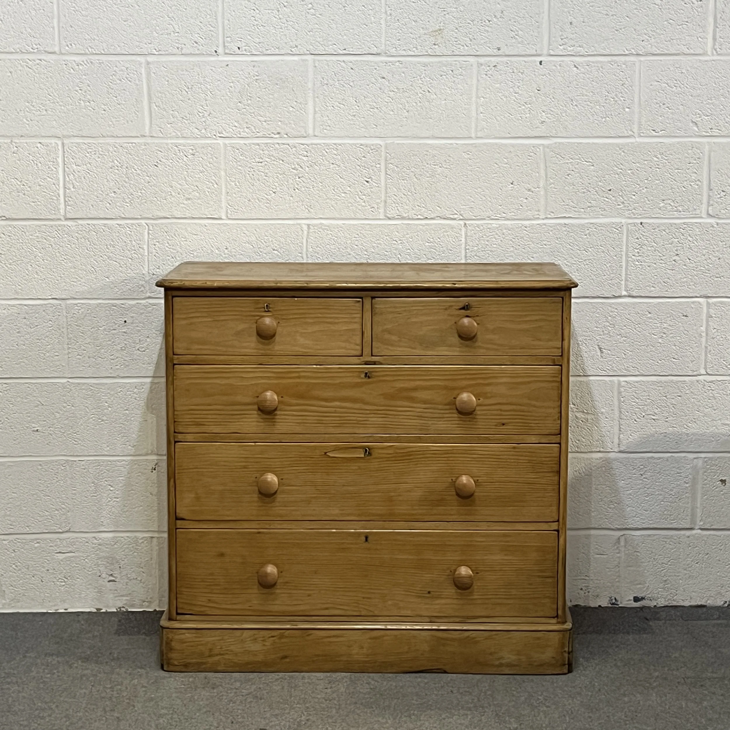 Large Waxed Victorian Pine Chest Of Drawers