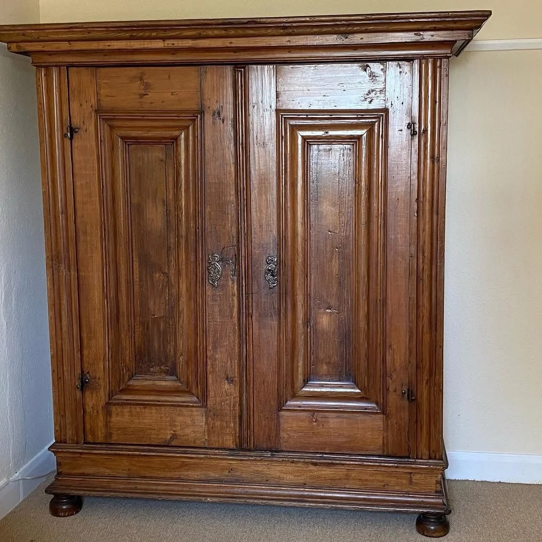 Large very old pine wardrobe
