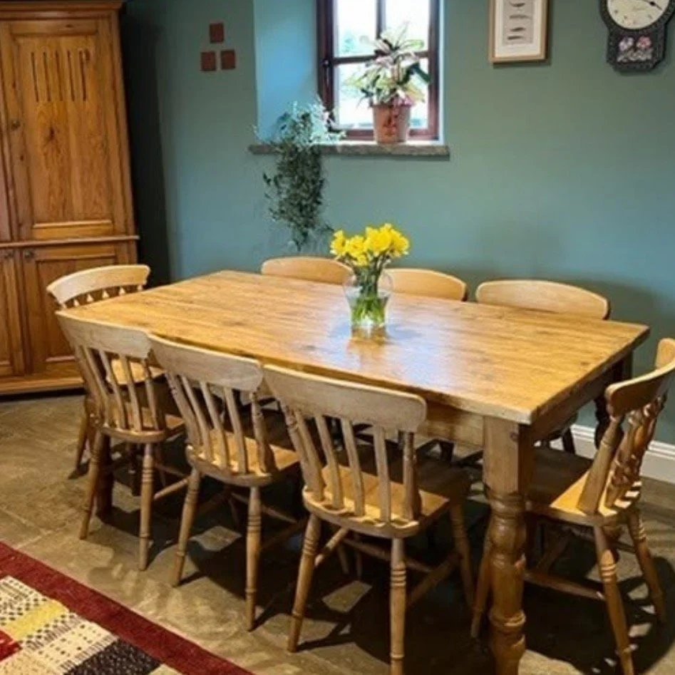 Handmade pine table with chairs