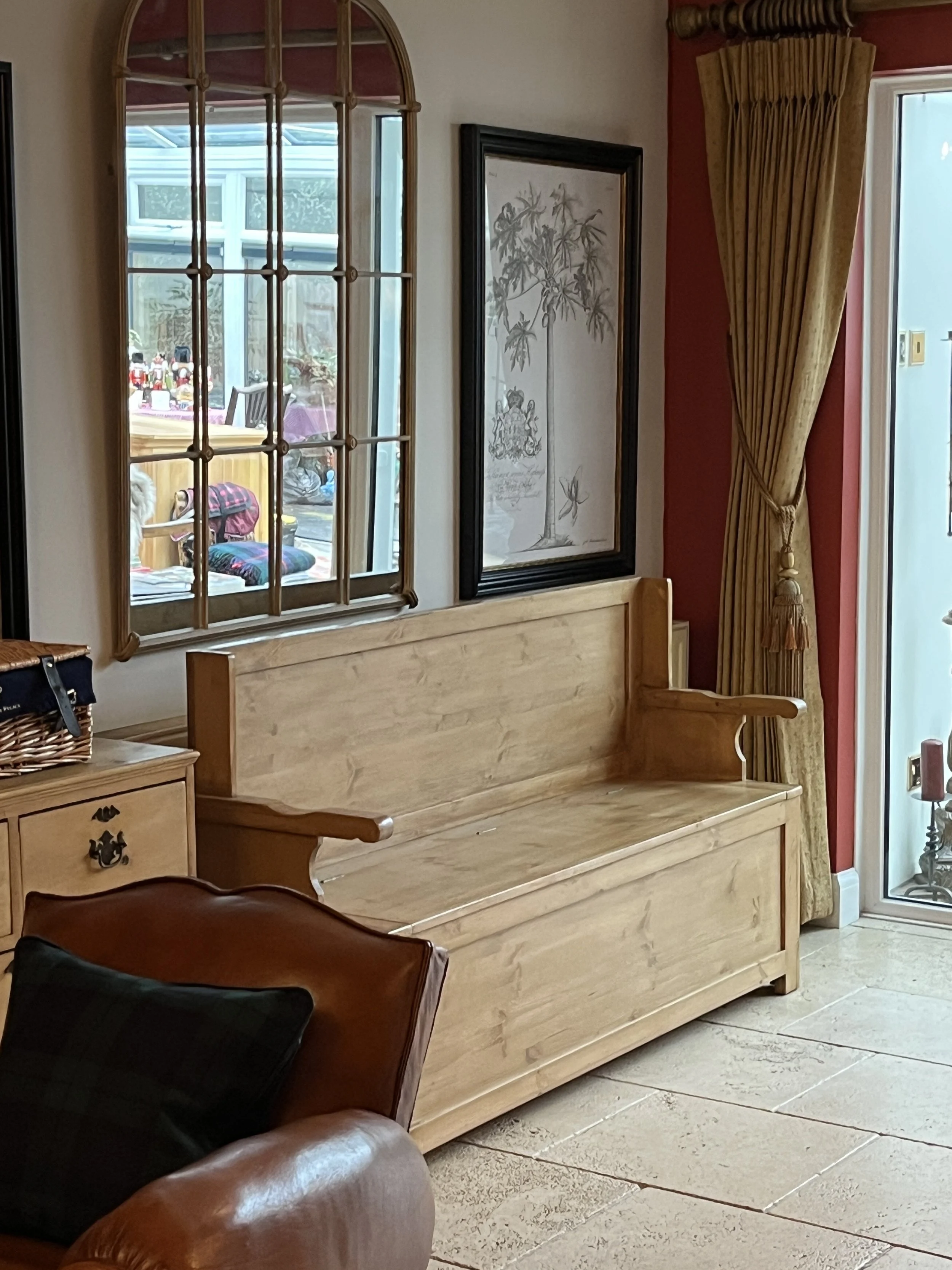 Handmade pine storage bench