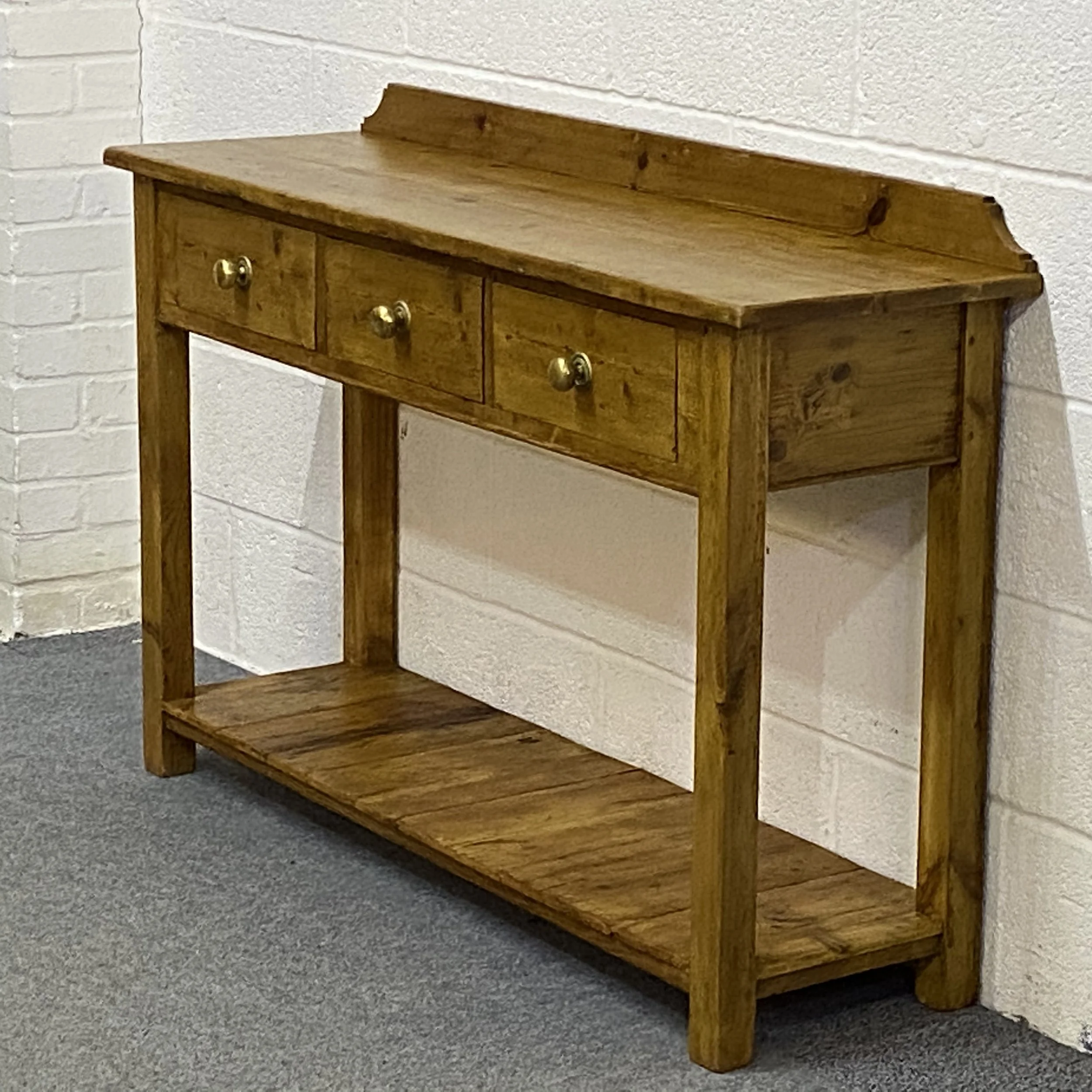 Custom made pine floorboard Console table