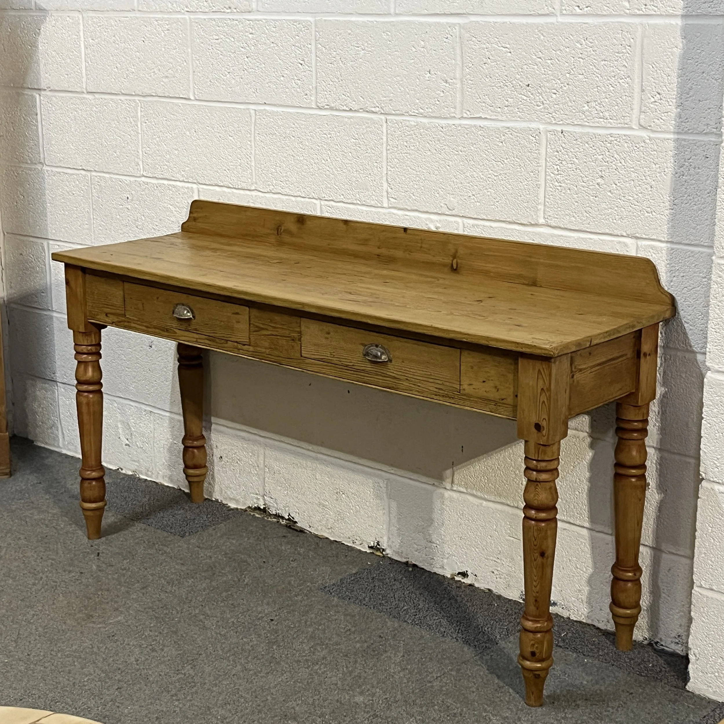 Handmade old floorboard Console table wax finished