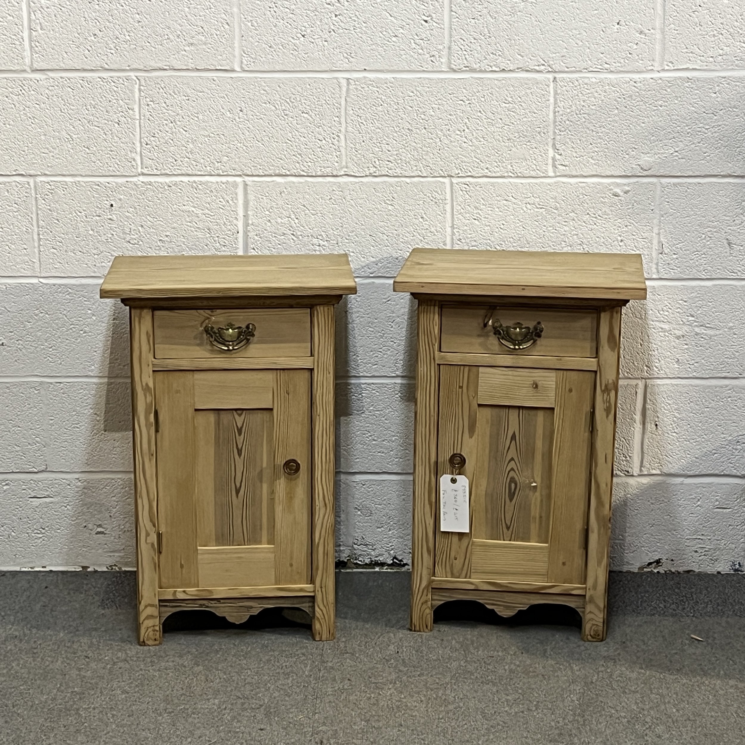 Pair Of Chunky Antique Pine Bedside Cupboards