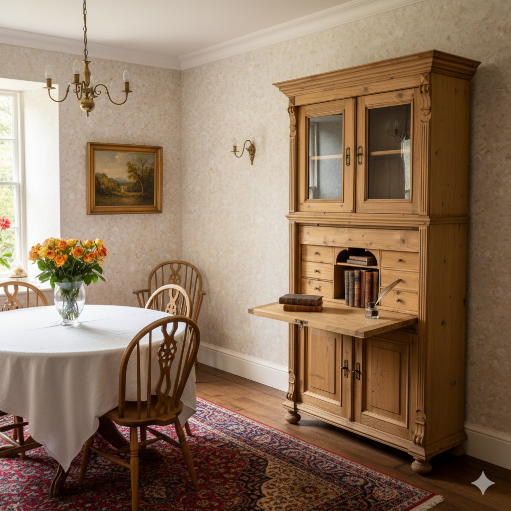Very Large Old Pine Secretaire