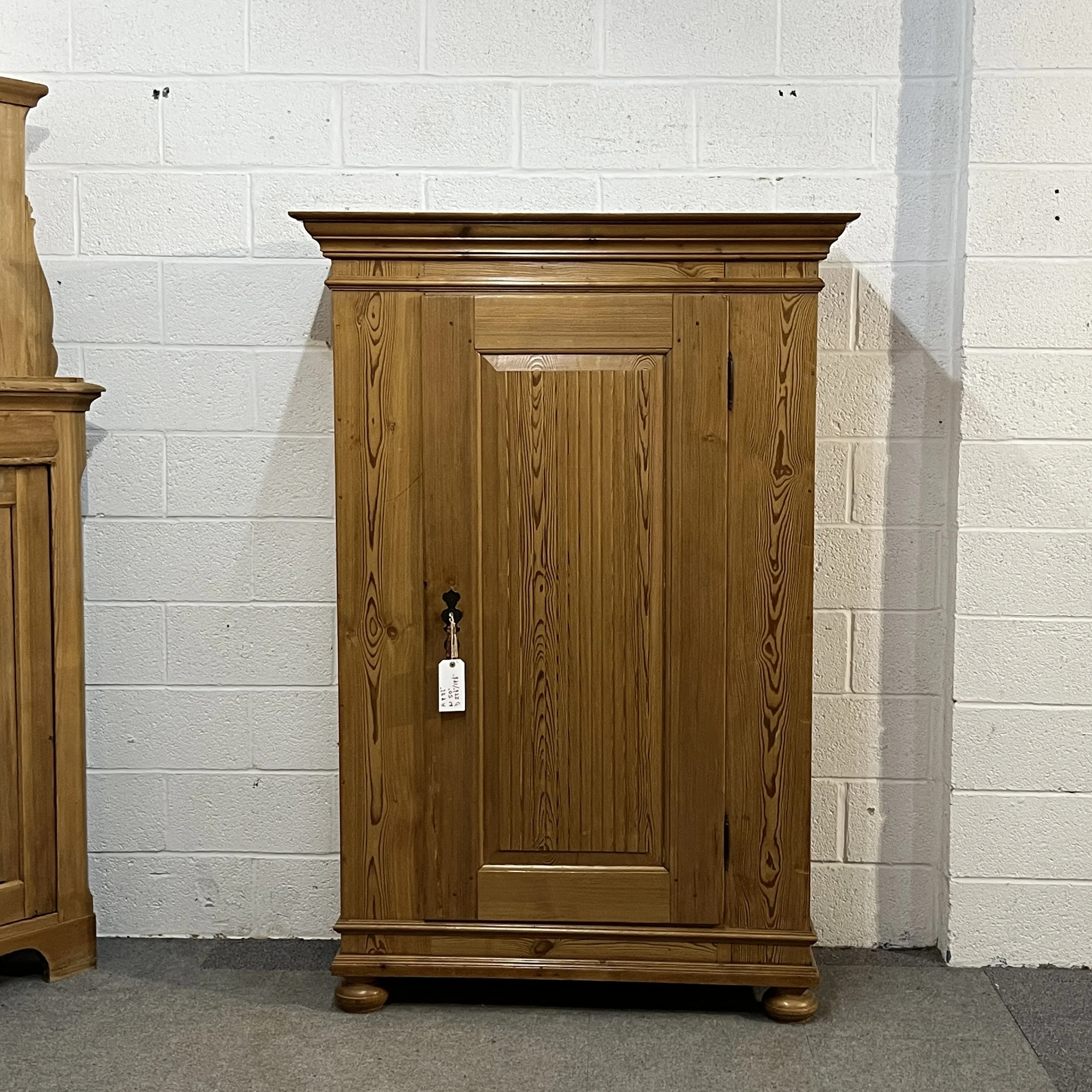 Large waxed old pine storage cupboard