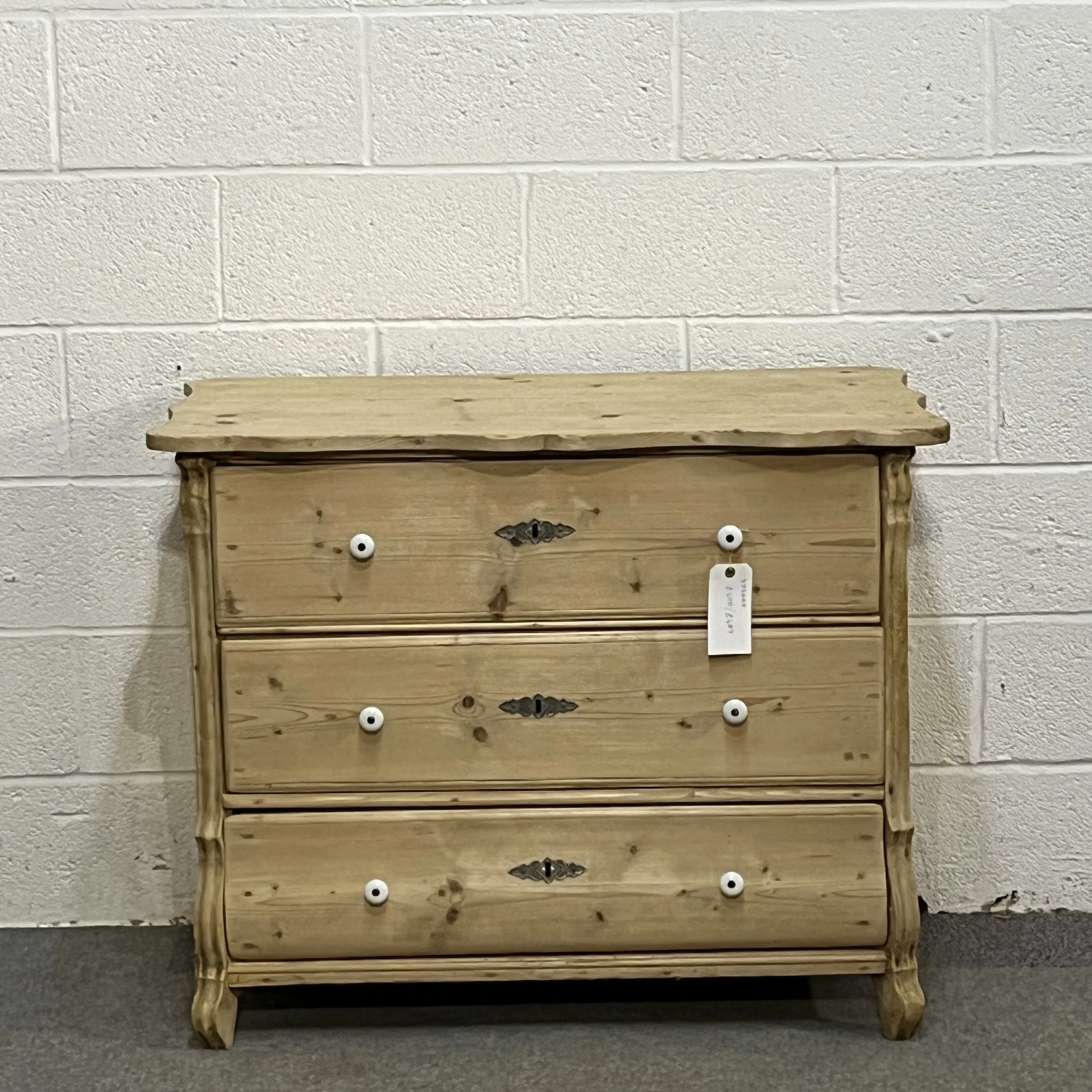 Antique Pine 3 Drawer Chest Of Drawers