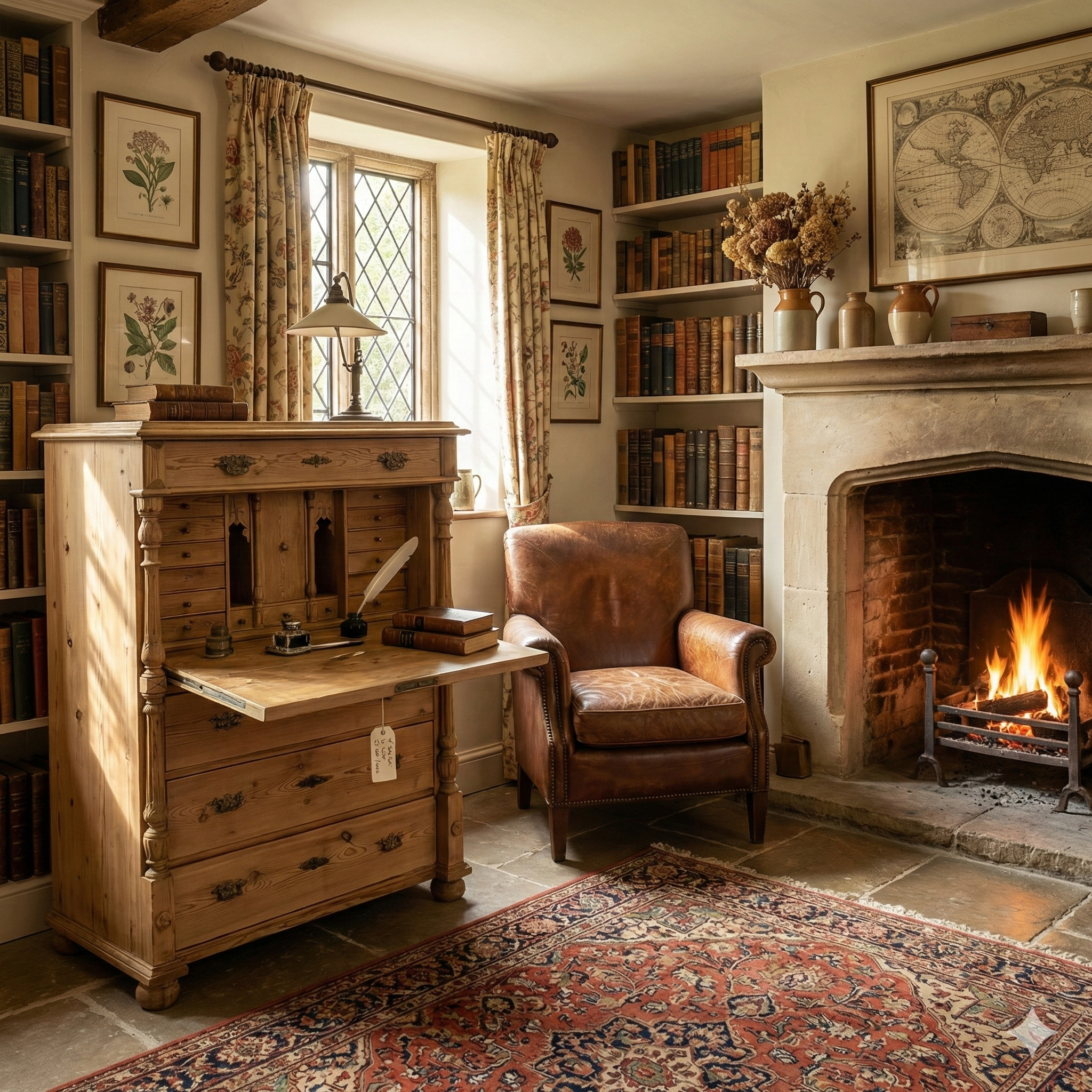 Antique Pine Secretaire With Secret Drawers