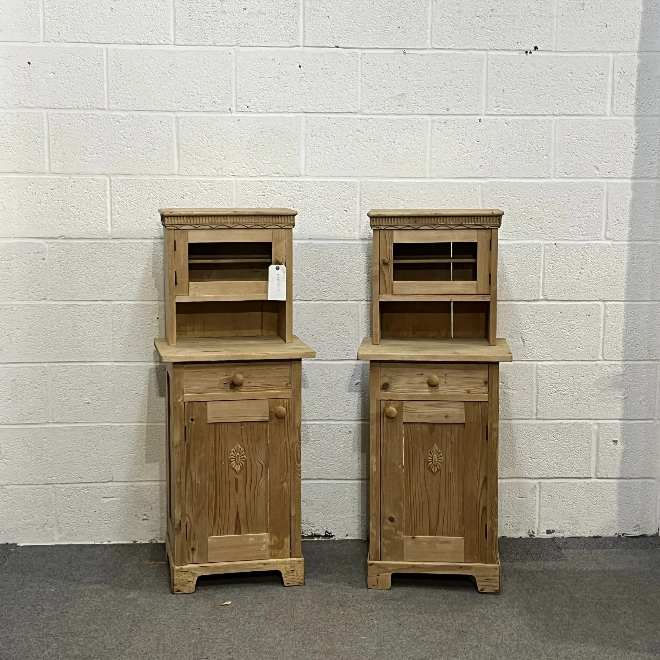 Pair Of Antique Pine Bedside Cupboards