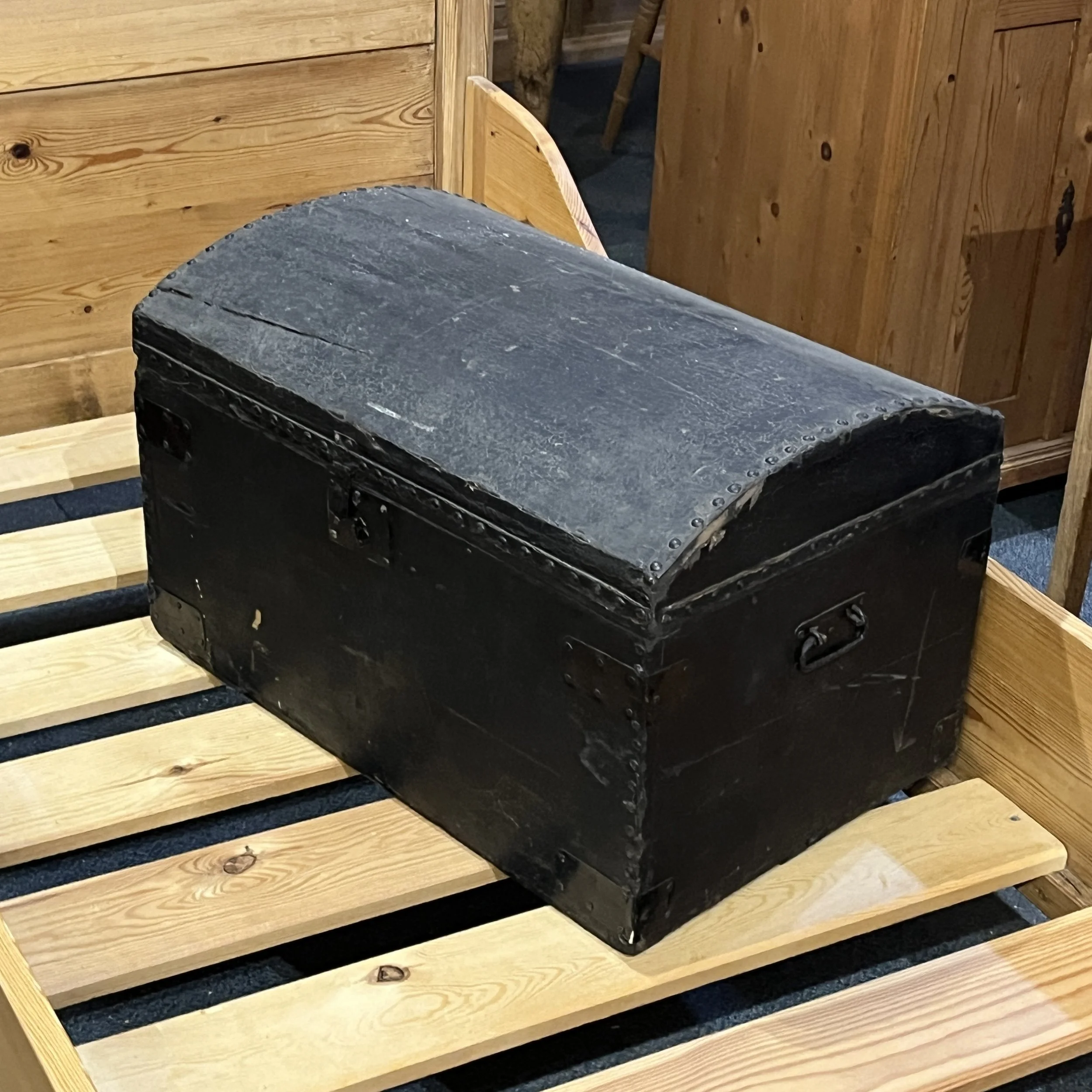 Original Black Painted Dome-Top Trunk by Jenkins Brothers of Bristol