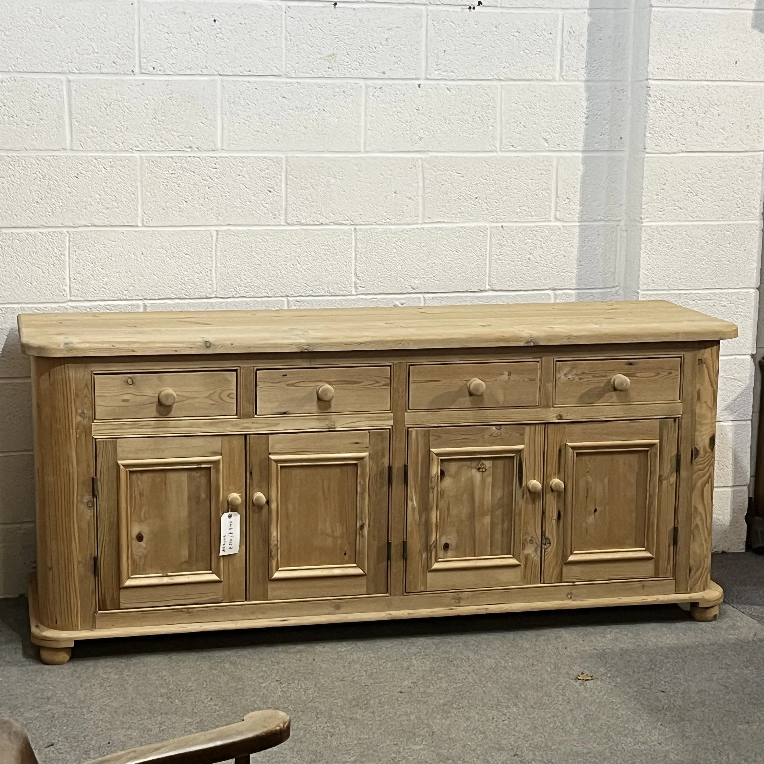 Large 4 Drawer 4 Door Reclaimed Pine Dresser Base Cupboard